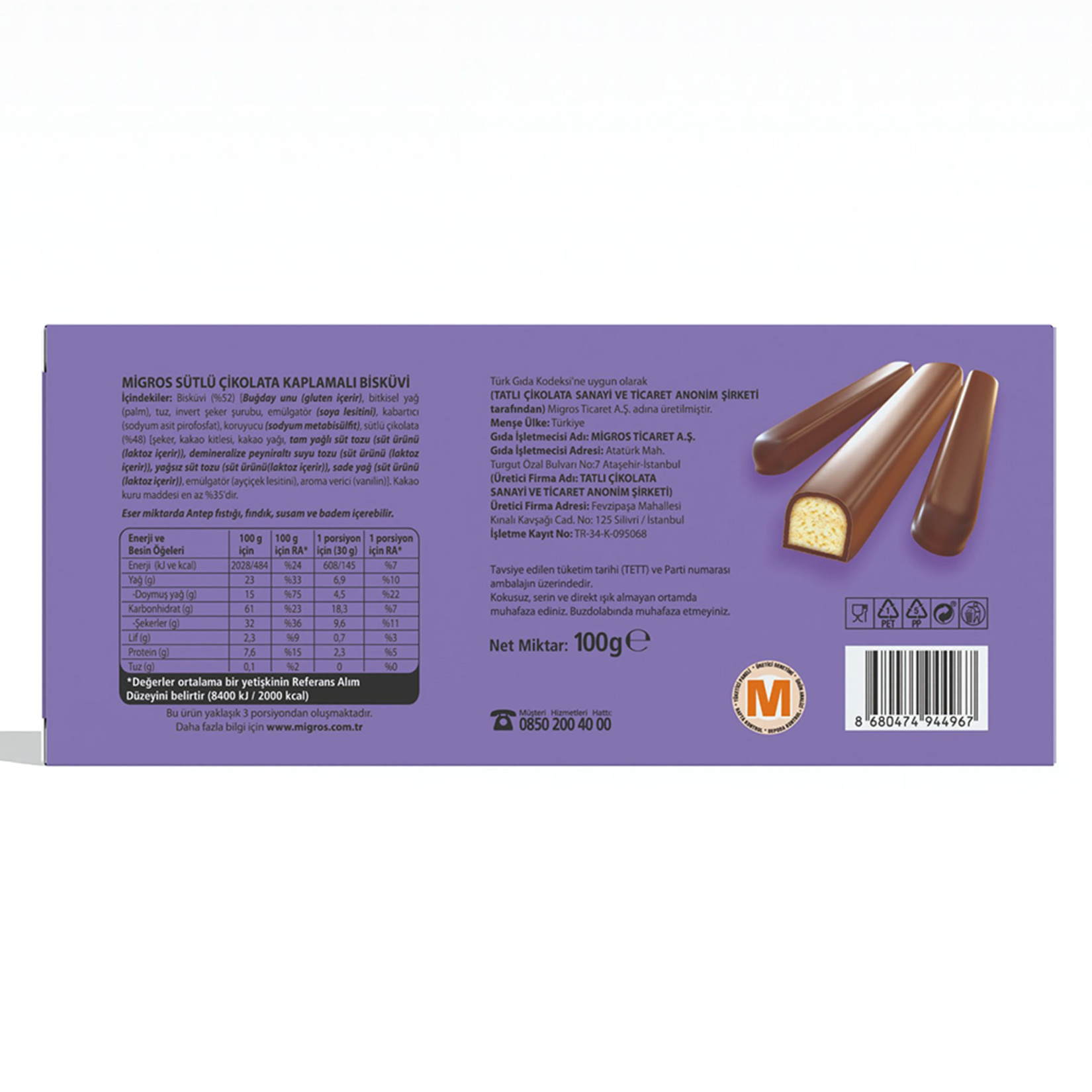 Migros Sütlü Çikolata Kaplamalı Bisküvi 100 G - Görsel 2