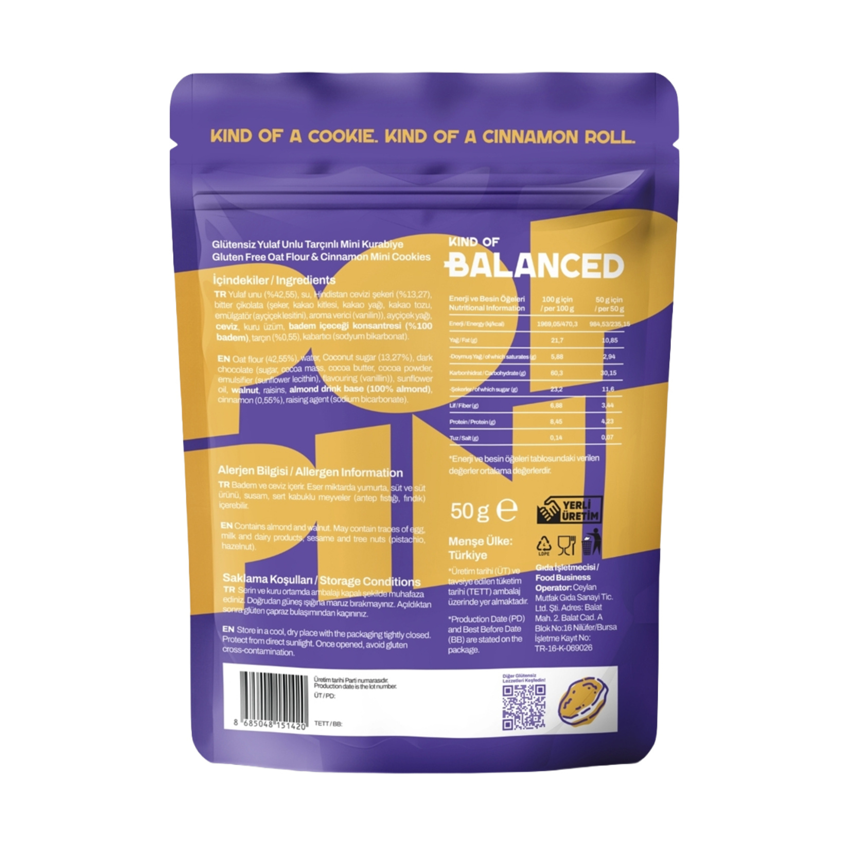 Kind Of Balanced Glutensiz Yulaf Unlu Tarçınlı Mini Kurabiye 50 G - Görsel 2