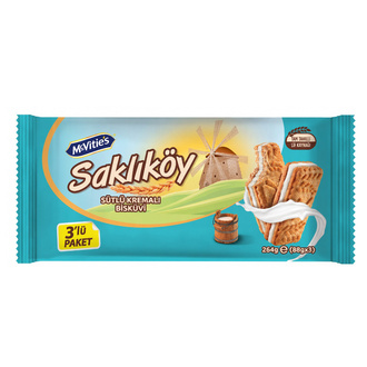 Saklıköy Sütlü Kremalı Bisküvi 3 x 88 g
