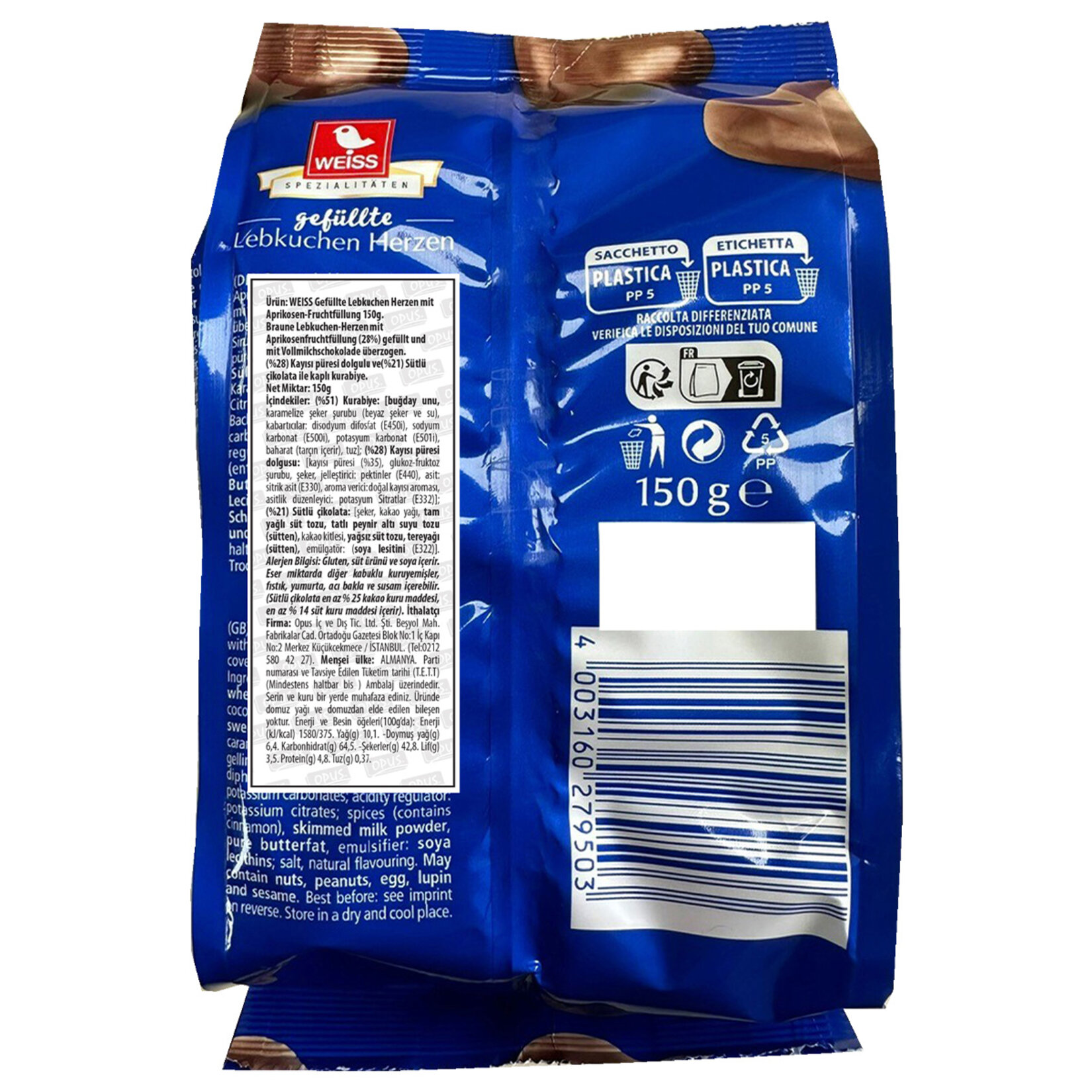 Weiss Kayısı Dolgulu Sütlü Çikolata Kaplı Kurabiye 150 G - Görsel 2