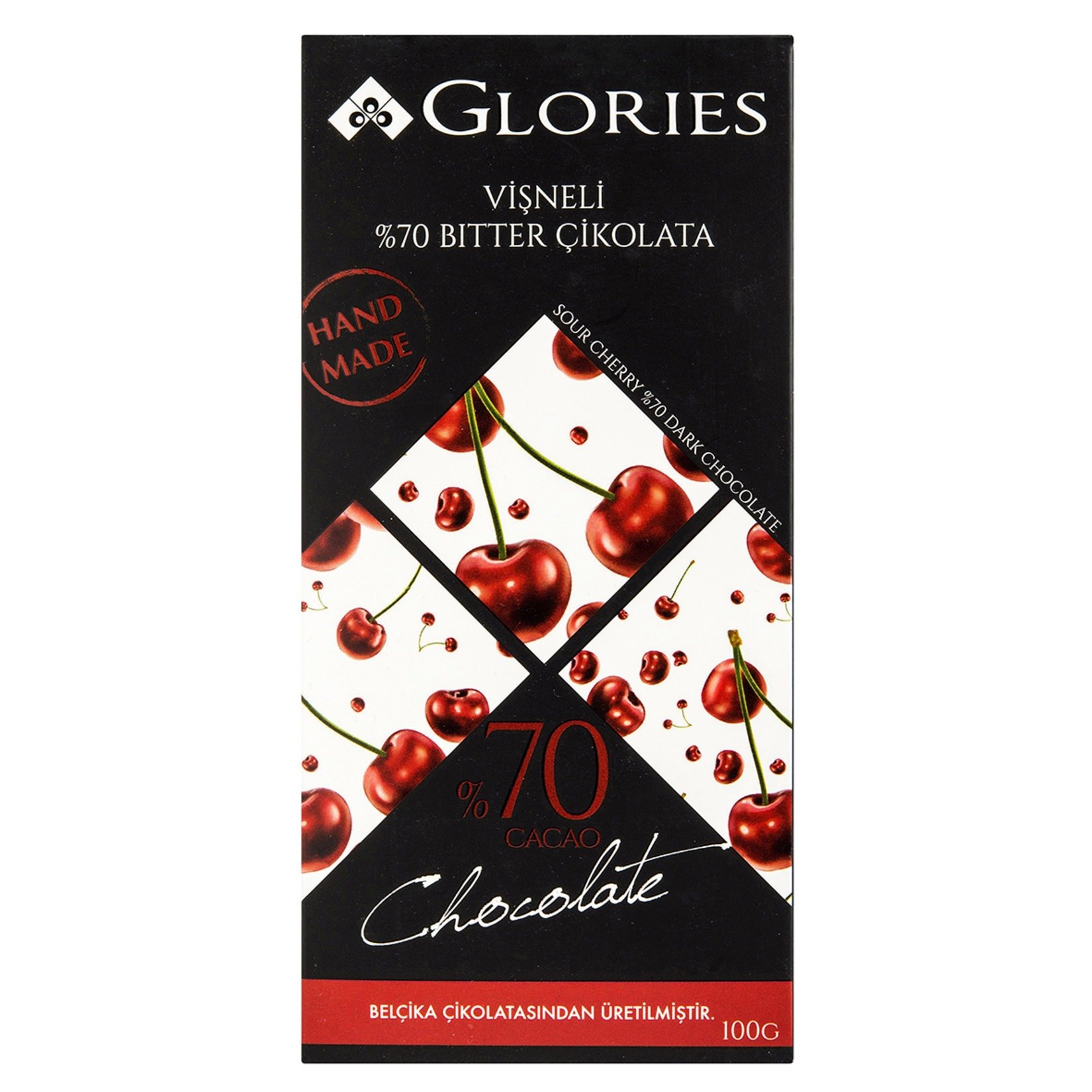 Glories Vişneli %70 Kakao Vegan Çikolata 100 G