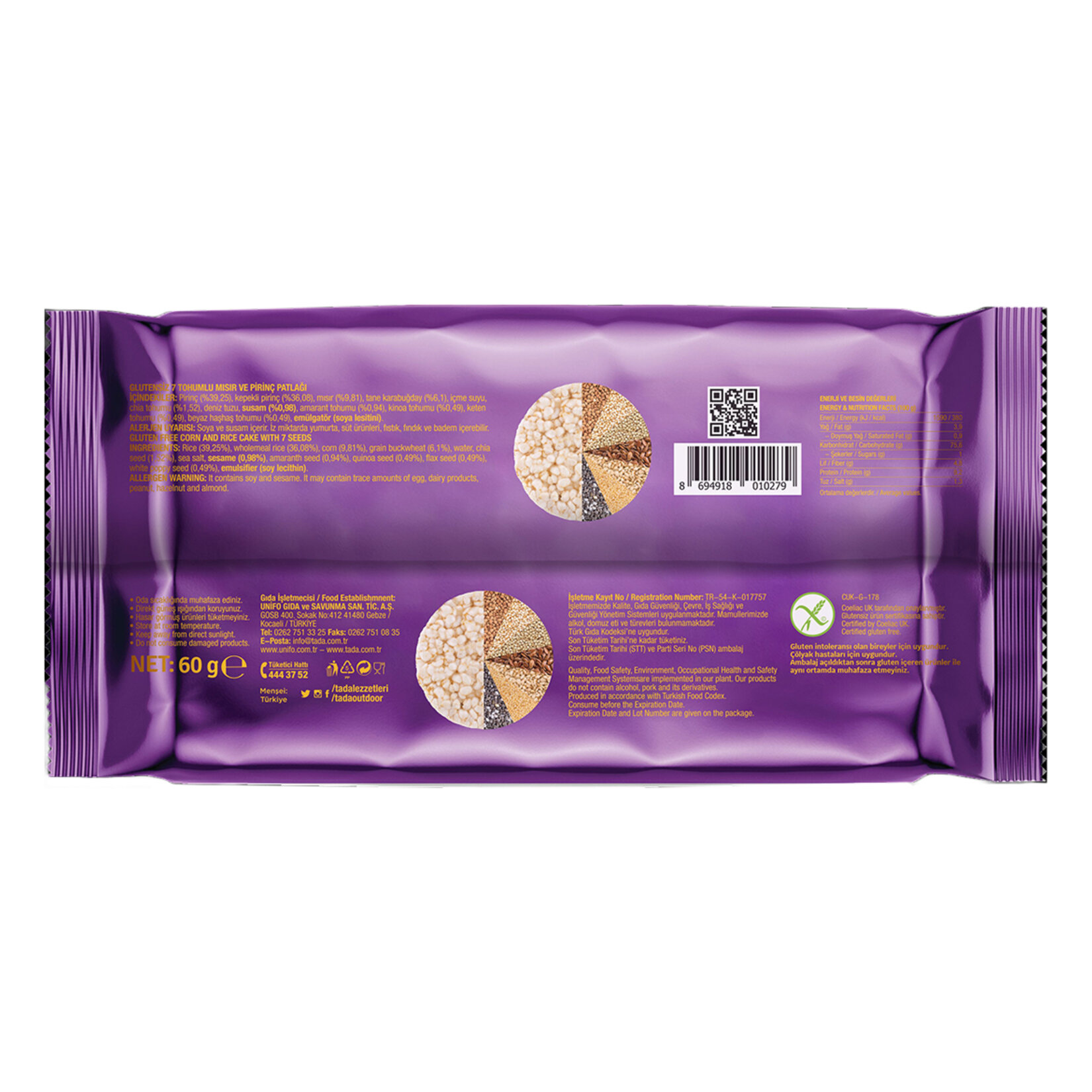 Tada Glutensiz 7 Tohumlu Mısır & Pirinç Patlağı 60 G - Görsel 2