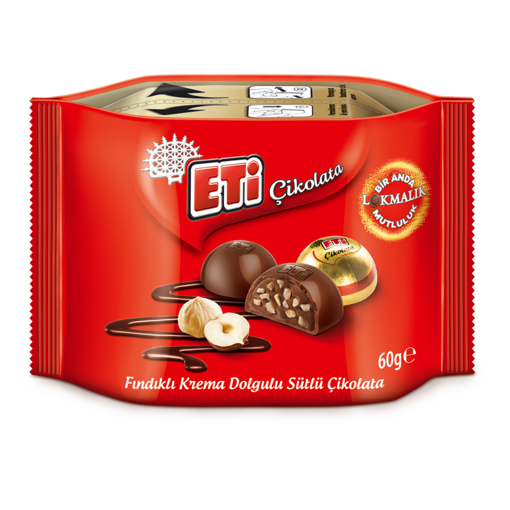 Eti Çikolata Fındıklı Krema Dolgulu Sütlü Çikolata 60 G