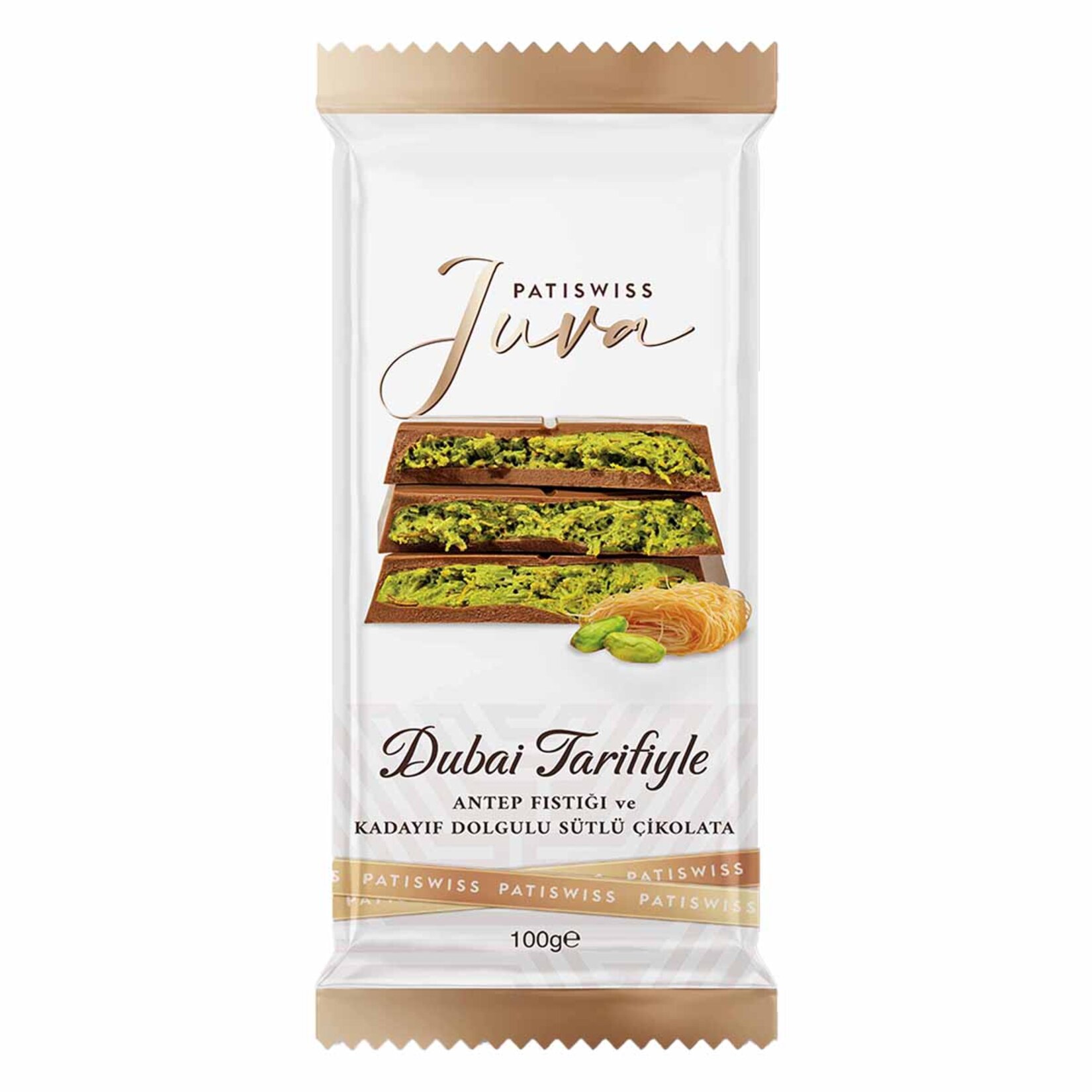 Patiswiss Antep Fıstık ve Kadayıf Dolgulu Sütlü Çikolata 100 G