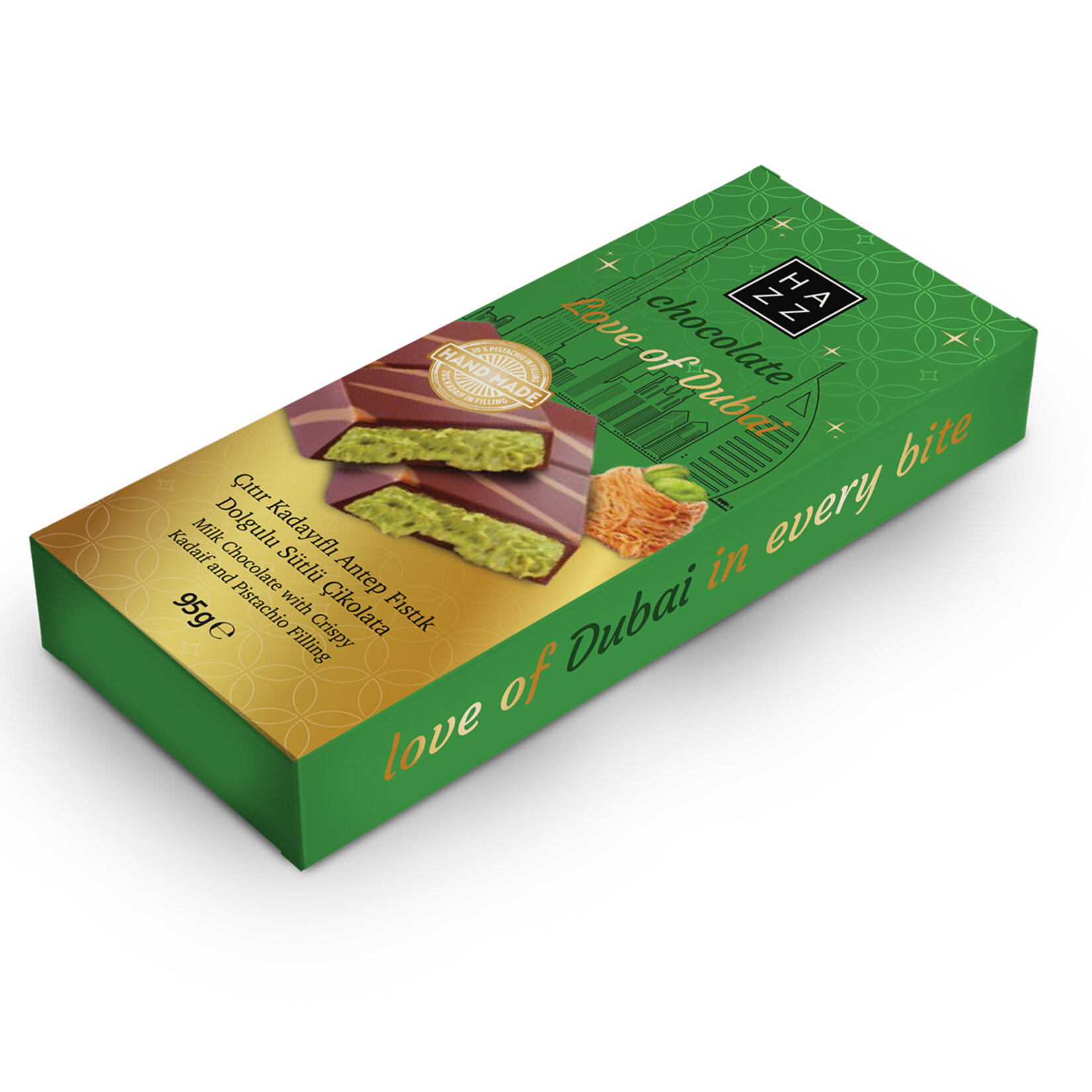 Hazz Çıtır Kady Antep Fıstık Dolgulu Sütlü Dubai Çikolata 95 G
