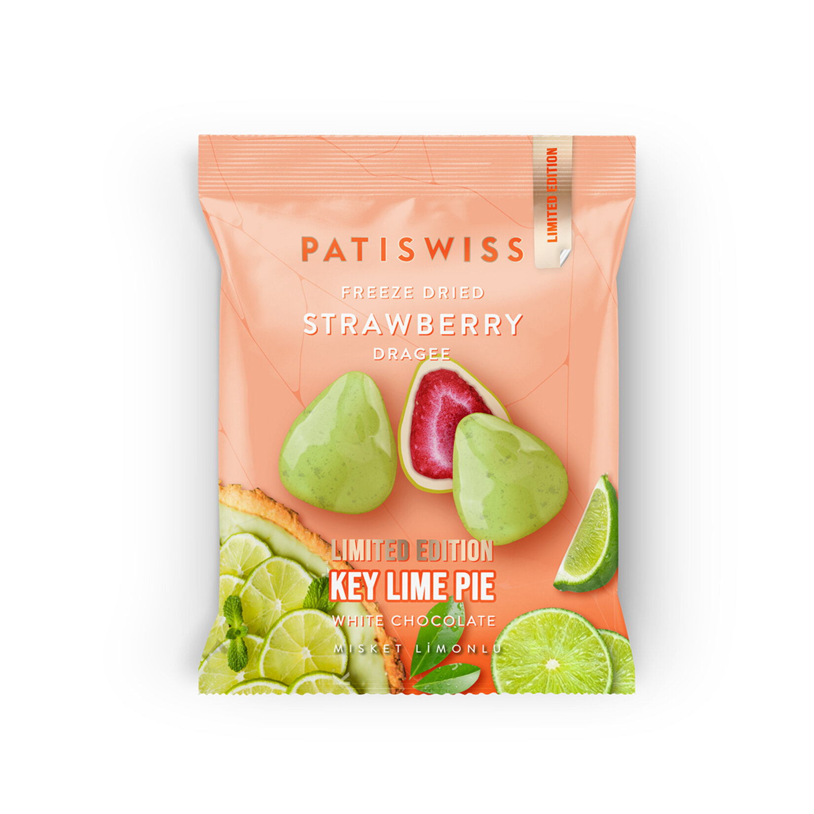Patiswiss Misket Limonlu Beyaz Çikolata Kaplı Çilek Draje 50 G