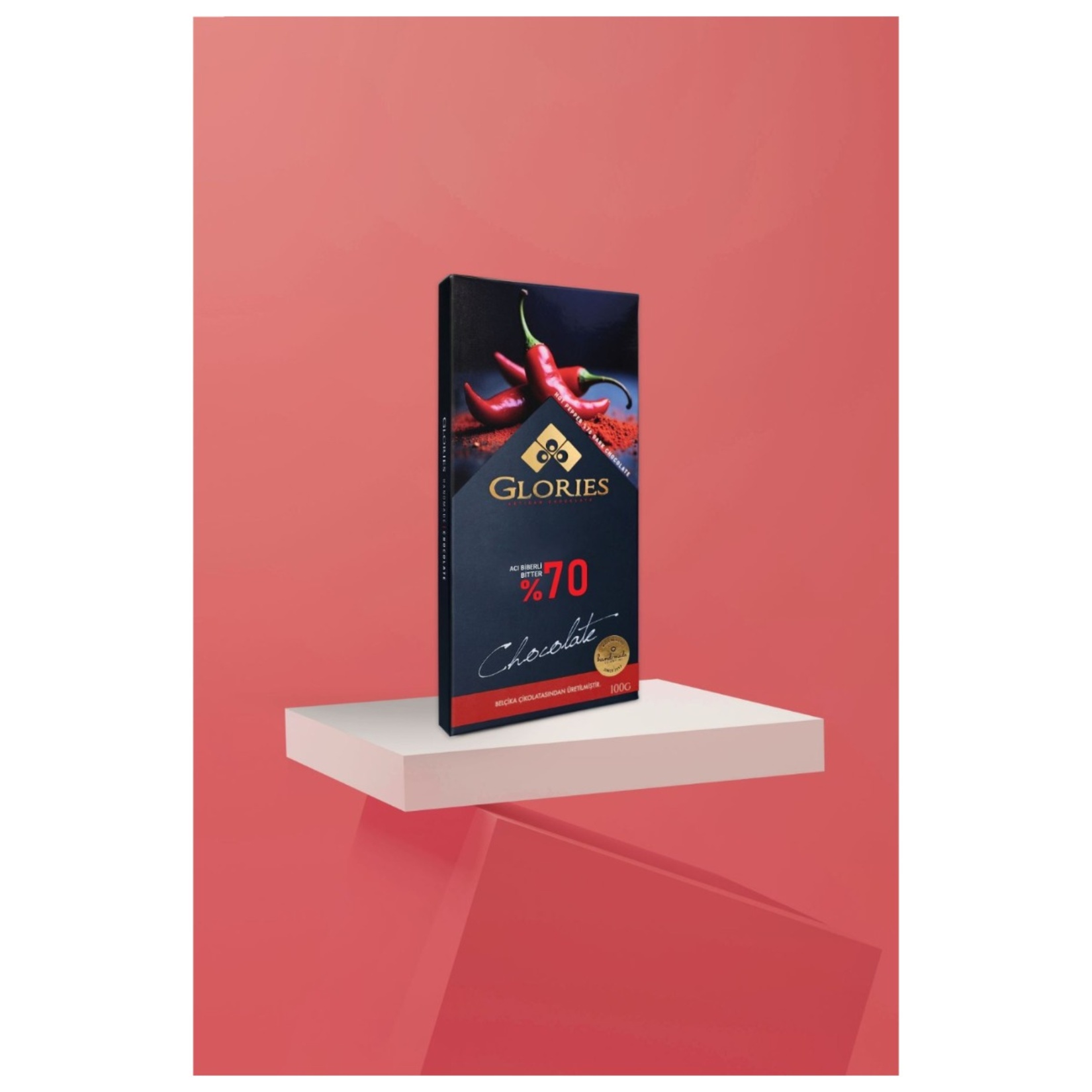 Glories % 70 Kakao Acı Biber Bitter Çikolata 100 G - Görsel 3