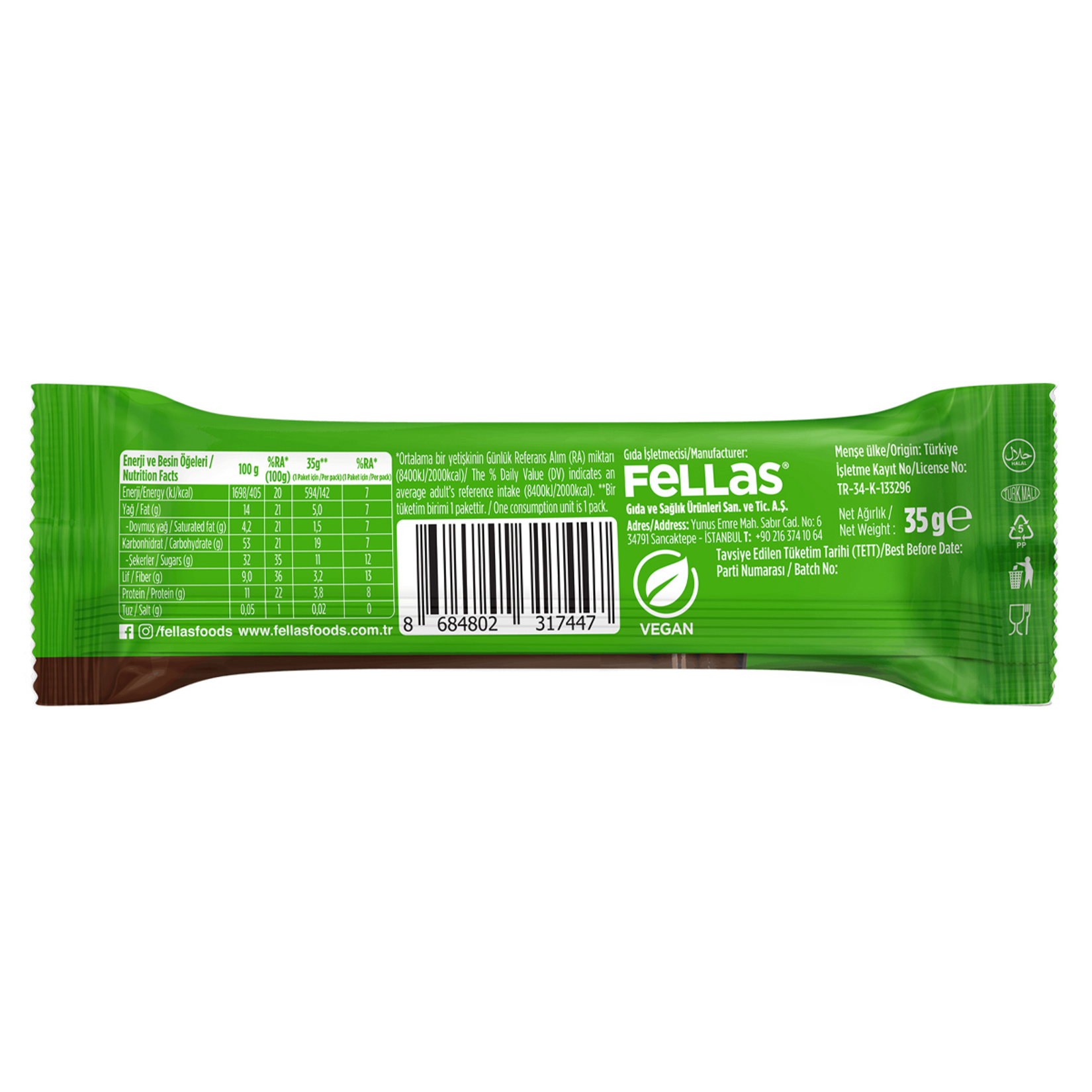Fellas Antep Fıstık.çikolata Kaplı Meyve Bar 35 G - Görsel 2