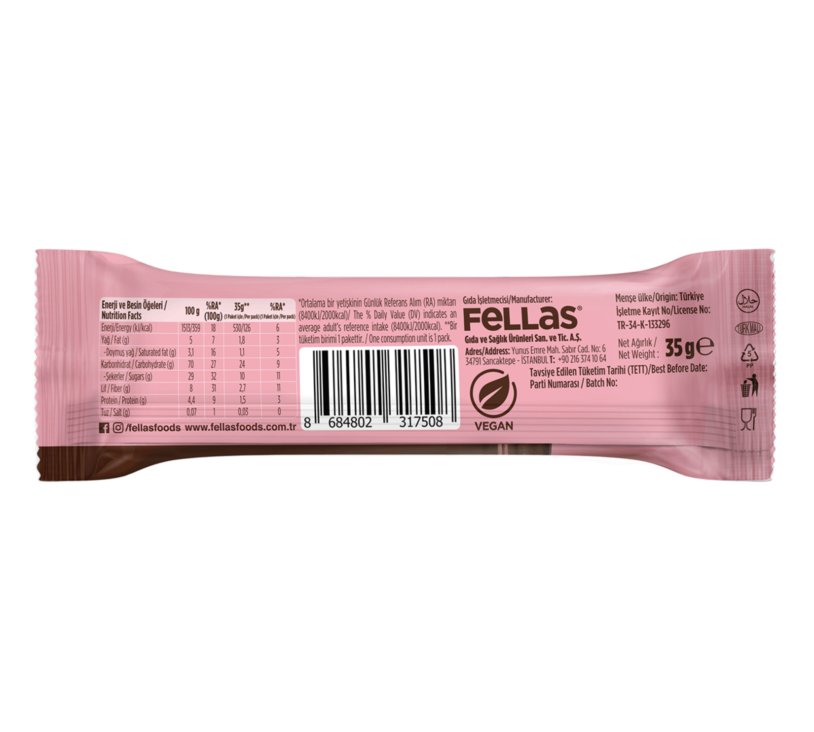 Fellas Çilekli Çikolata Kaplı Meyve Bar 35 G - Görsel 2