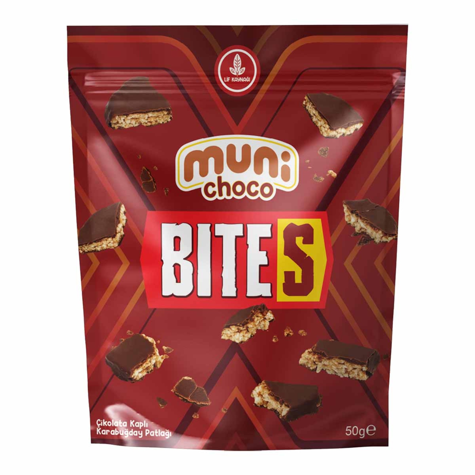 Muni Choco Bites Sütlü Çikolata Kaplı Kara Buğday Patlağı 50 G