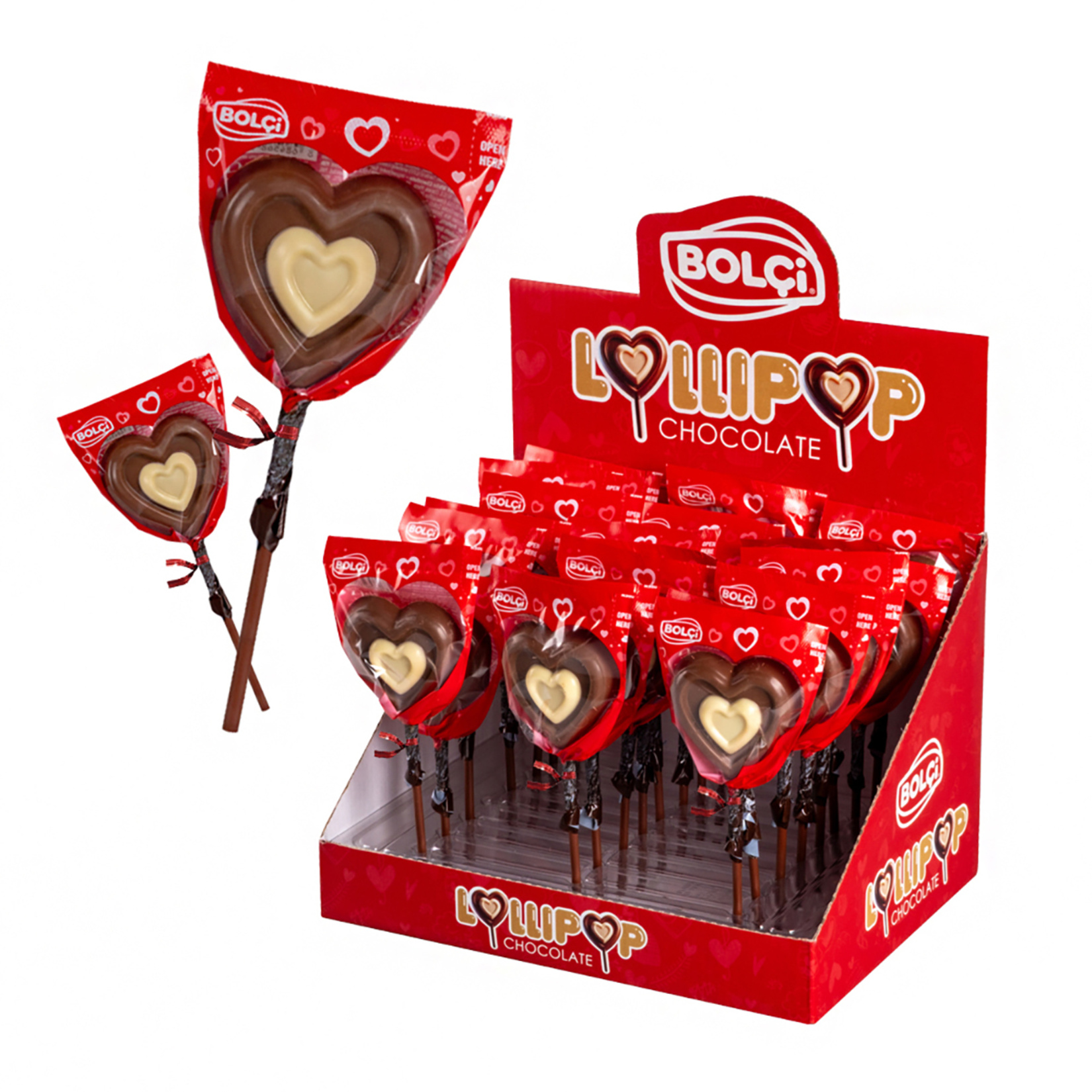 Bolçi Sütlü Kalp Lolipop 24 G