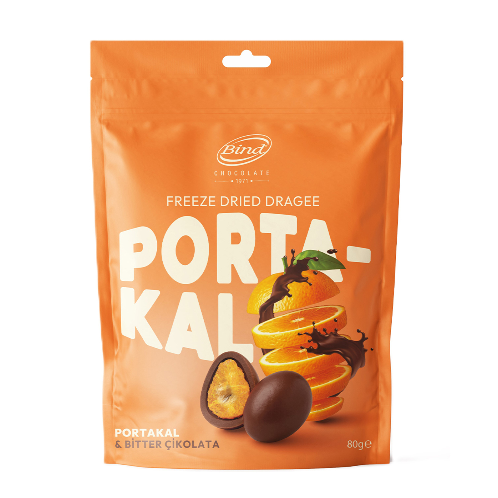 Bind Bitter Çikolatalı Kurutulmuş Portakal Draje 80 G - Görsel 1
