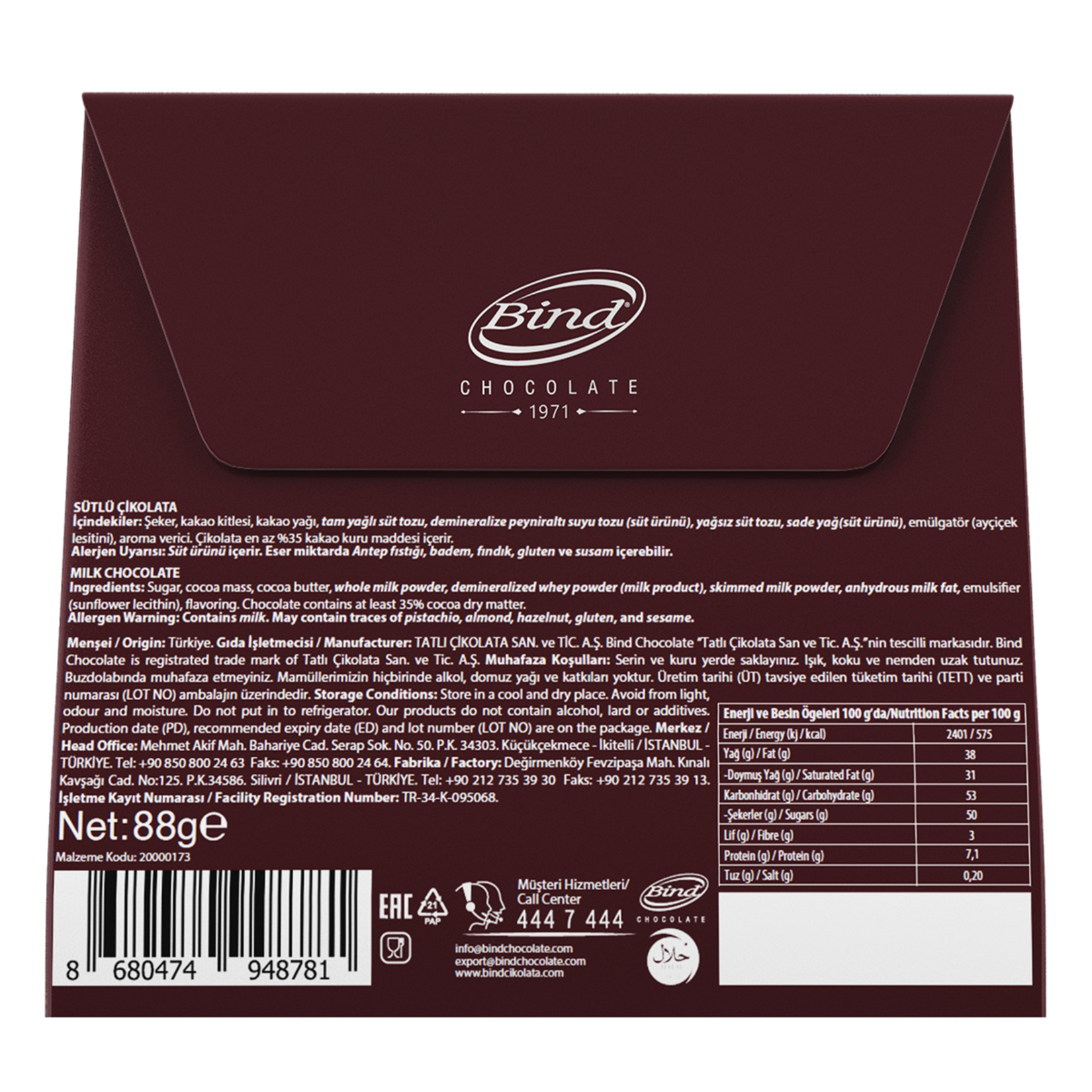 Bind Sargılı Sütlü Çikolata 88 G - Görsel 2