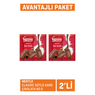 Nestle Classic Sütlü Kare Çikolata 2 x 60 G