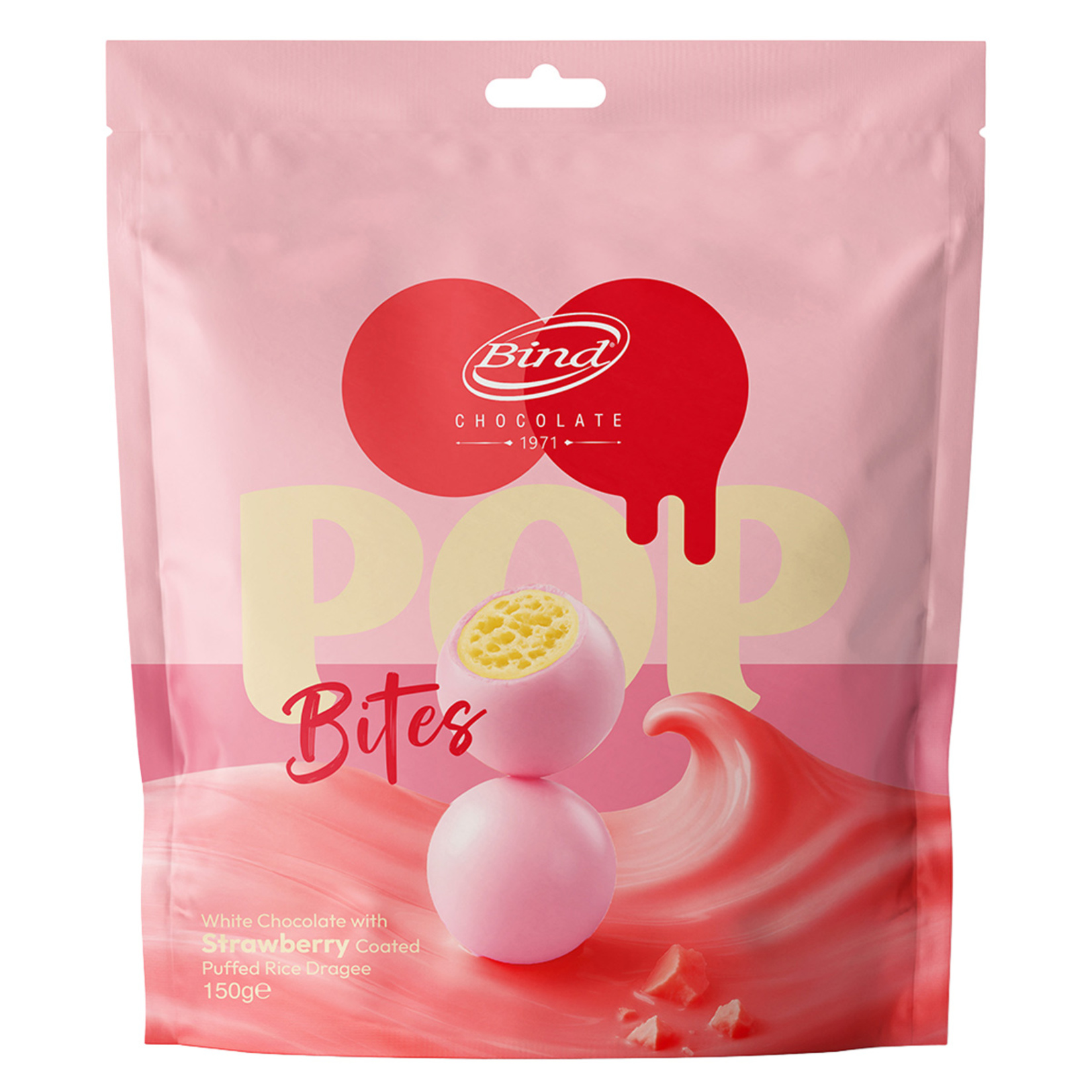 Bind Çilekli Beyaz Çikolata Kaplı Pirinç Patlağı Draje 150 G - Görsel 1