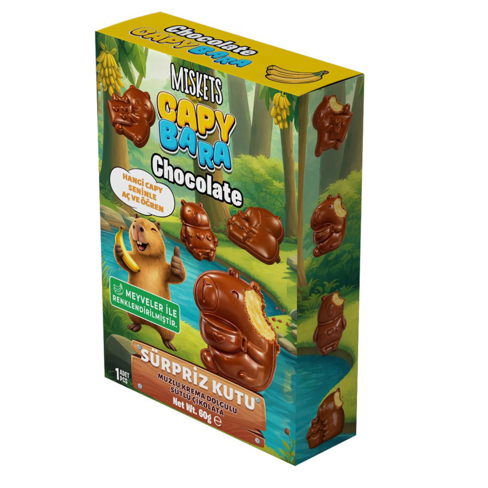 Mıskets Capy Bara Muz Krema Dolgulu Çikolata 60 G