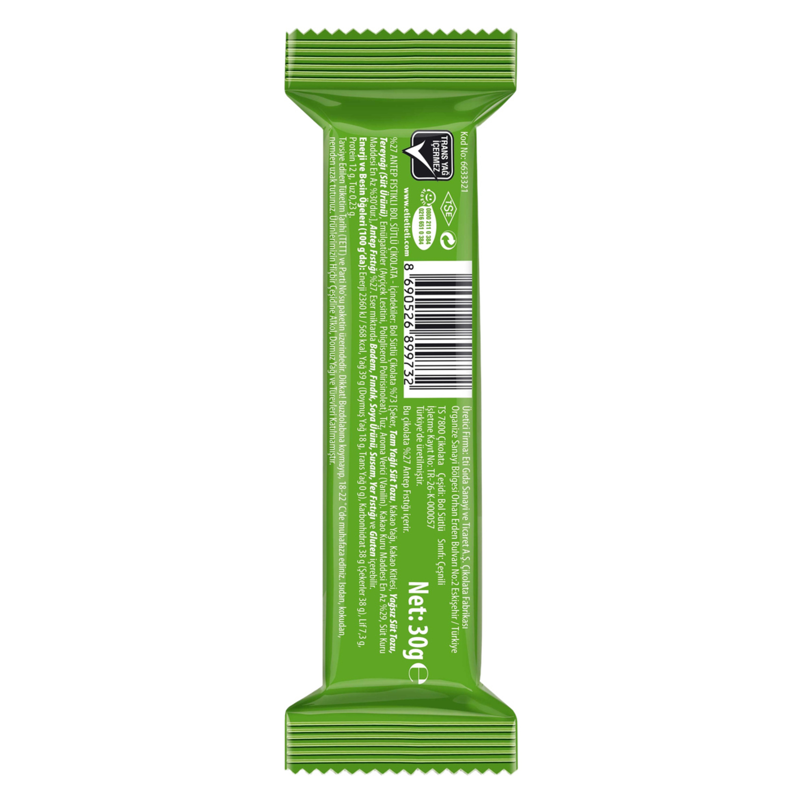 Eti İçibol Bol Sütlü Antep Fıstıklı 30 G - Görsel 2
