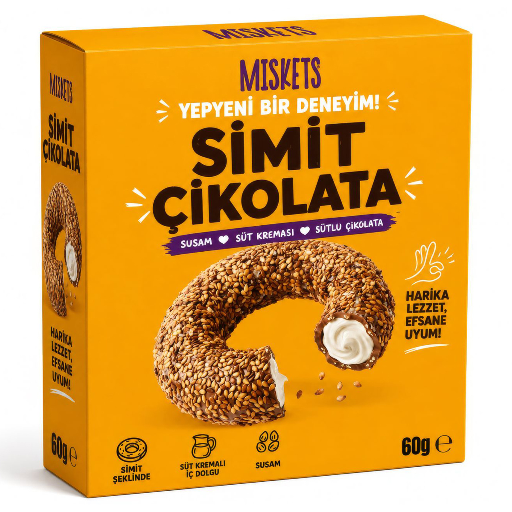 Miskets Simit Şekilli Susamlı Sütlü Çikolata 60 G