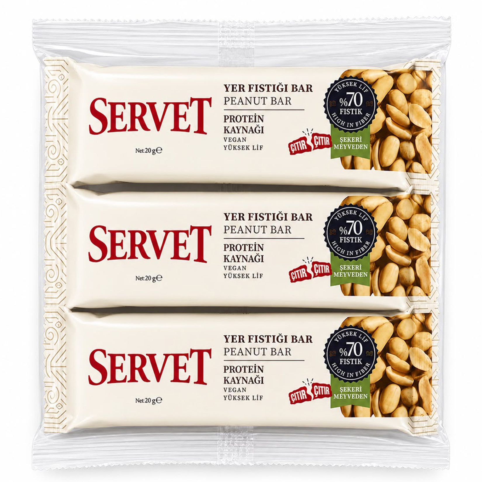 Servet Yer Fıstıklı Bar 3 x 20 G