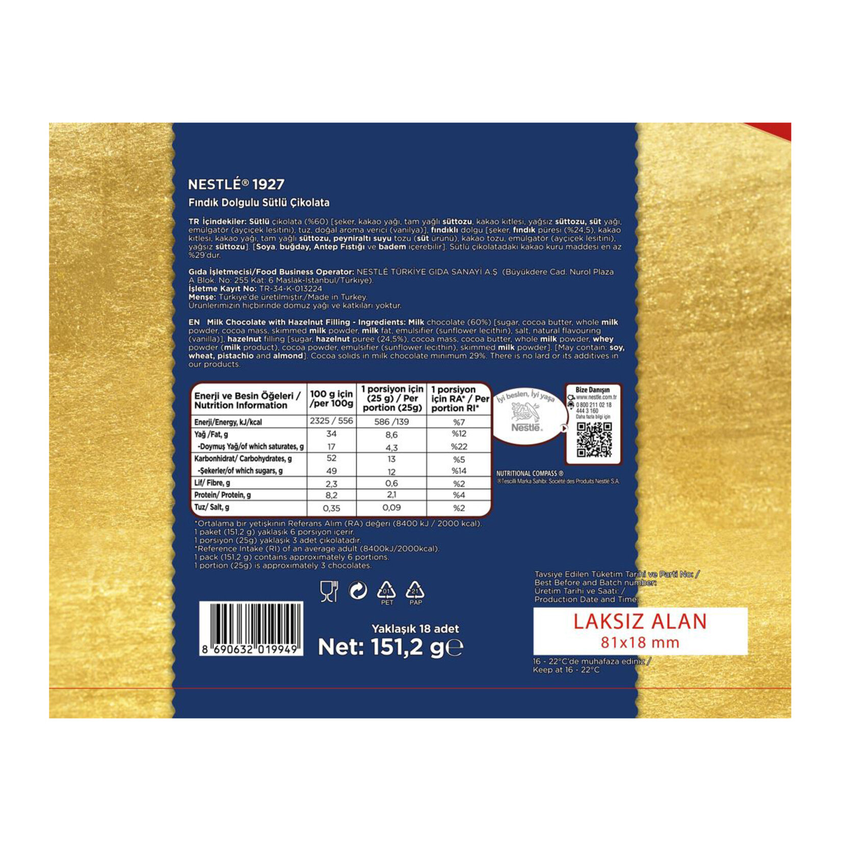 Nestle 1927 Fındık Dolgulu Sütlü Çikolata Kutu 151.2 G - Görsel 2