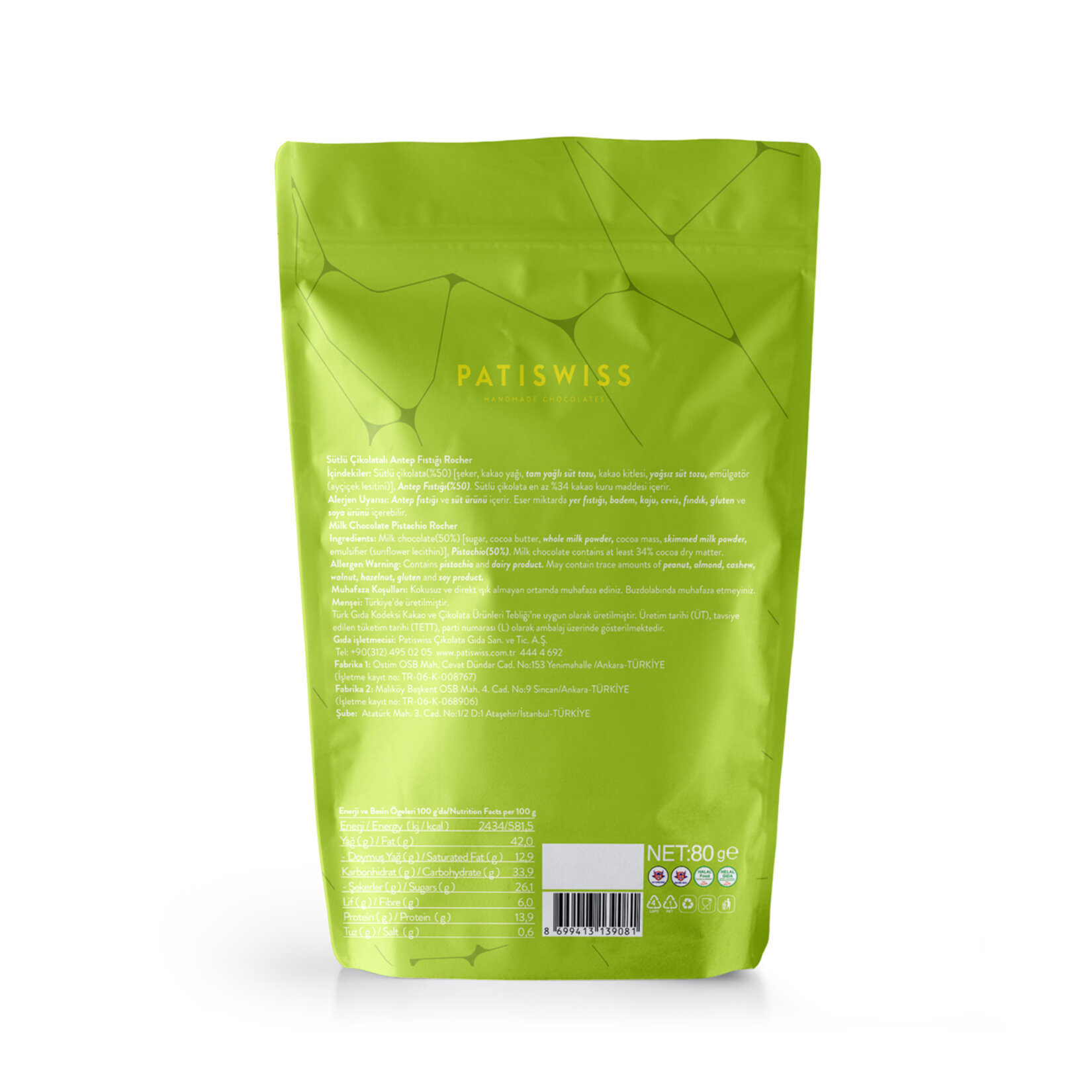 Patiswiss Sütlü Çikolatalı Antep Fıstıklı Rocher 80 G - Görsel 2