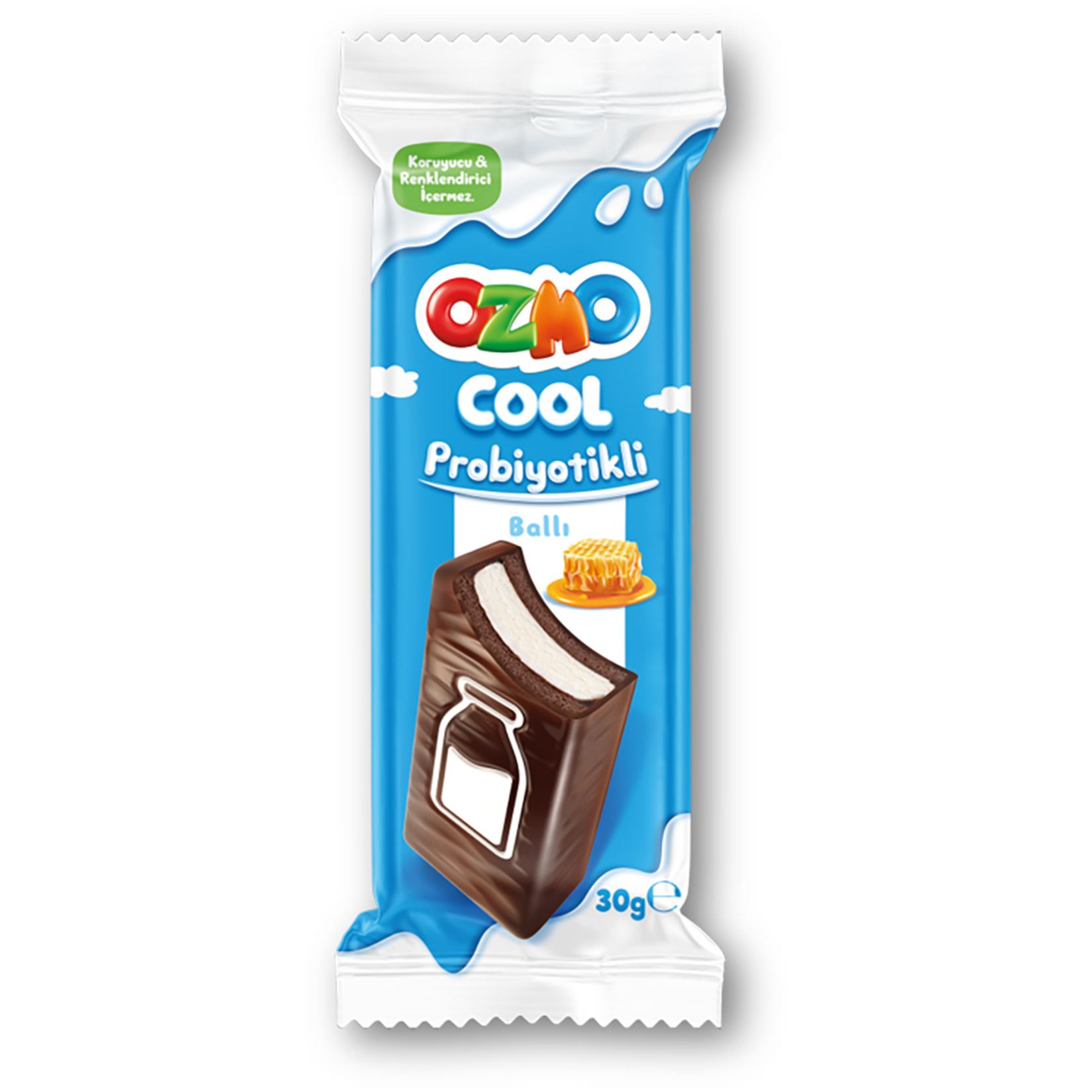 Ozmo Cool Bol Sütlü Ballı Krema Dolgulu Çikolata Kaplı Kek 30 G