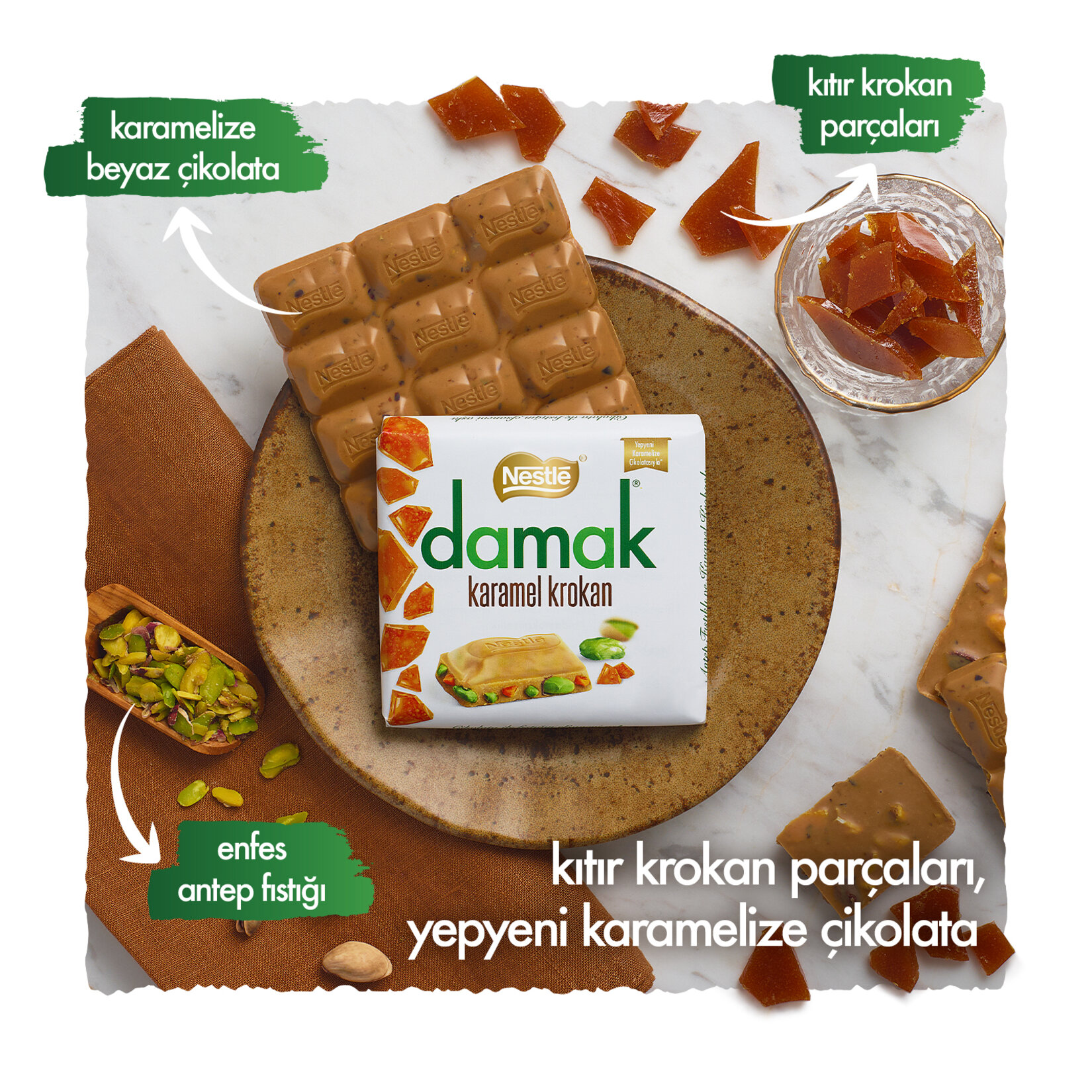 Nestle Damak Karamel Krokan Antep Fıstıklı 60 G - Görsel 3