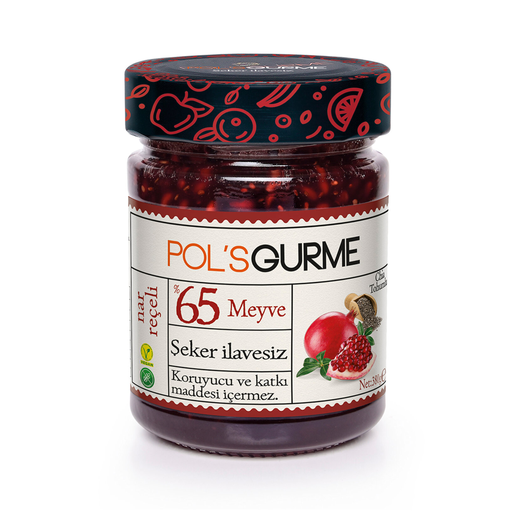 Pol's Gurme Şeker İlavesiz Chia Tohumlu Nar Reçeli 380G