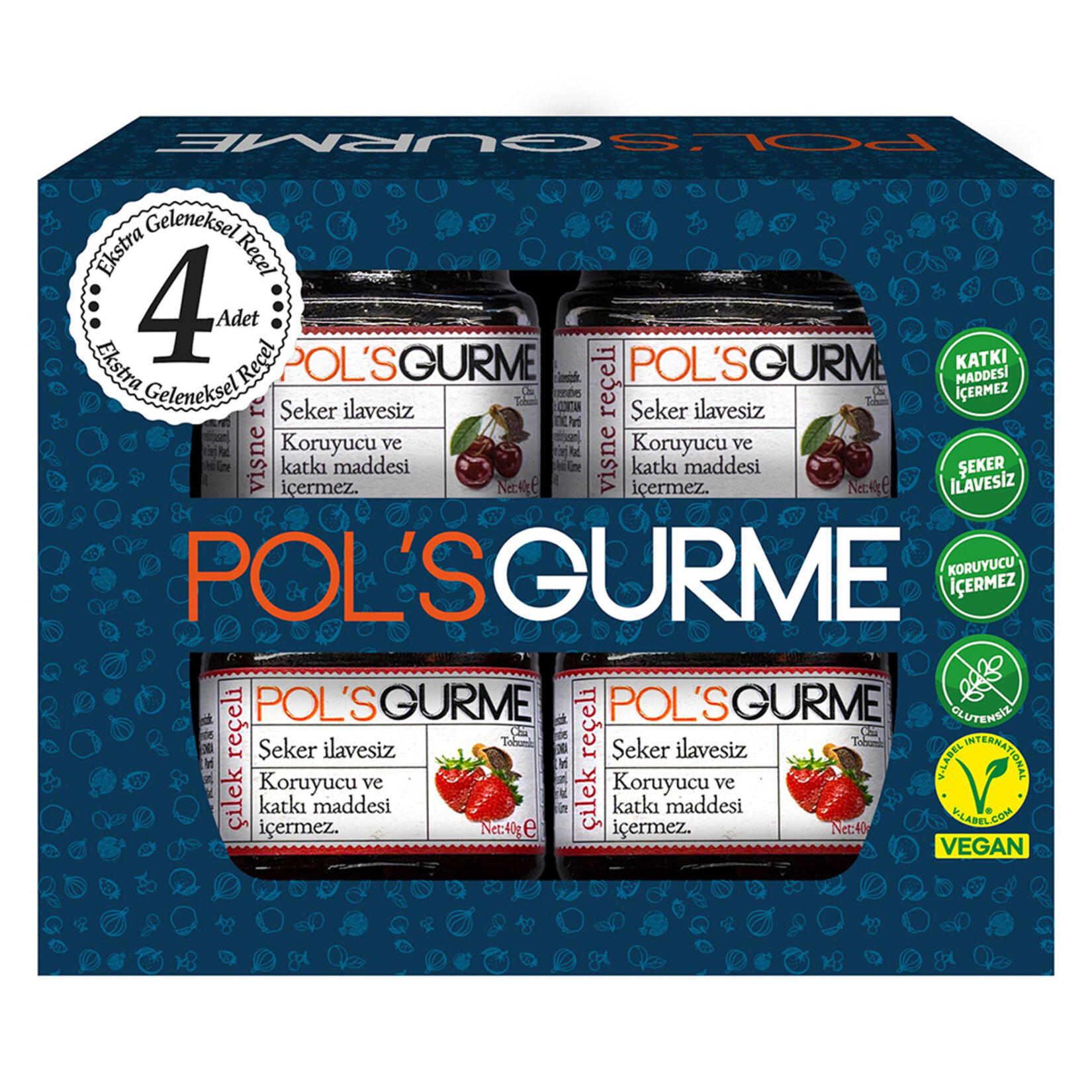 Pol's Gurme Şeker İlavesiz Reçel 4 x 40 G - Görsel 1