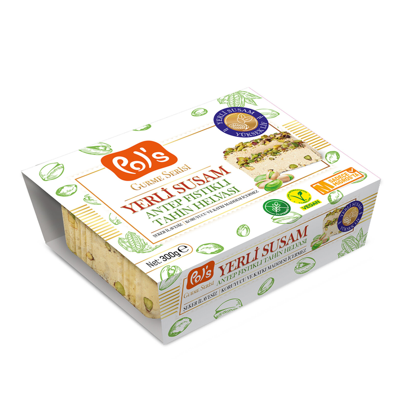 Pol's Gurme Serisi Antep Fıstıklı Tahin Helvası 300 G - Görsel 1