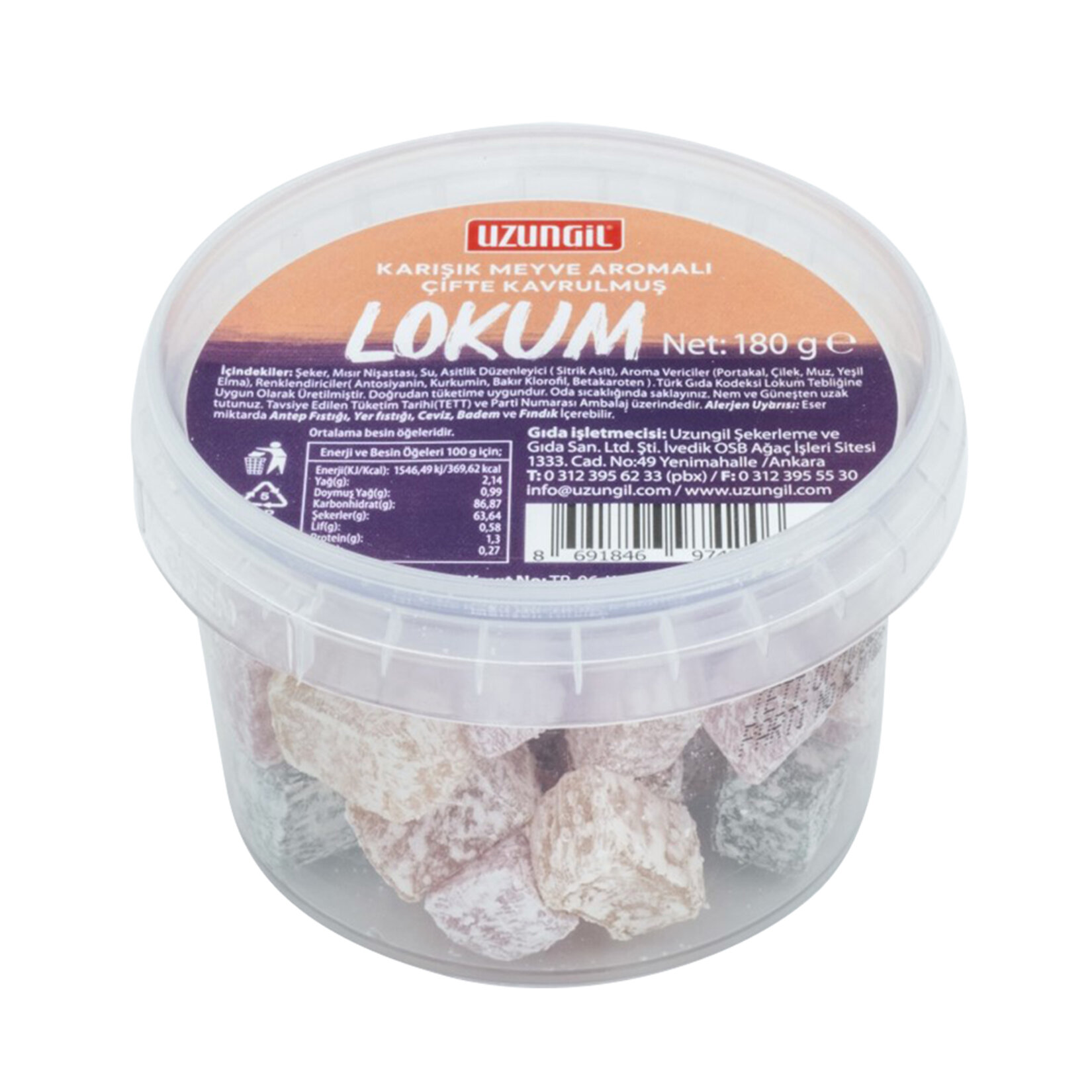 Uzungil Karışık Meyve Aromalı Çifte Kavrulmuş Lokum 180G