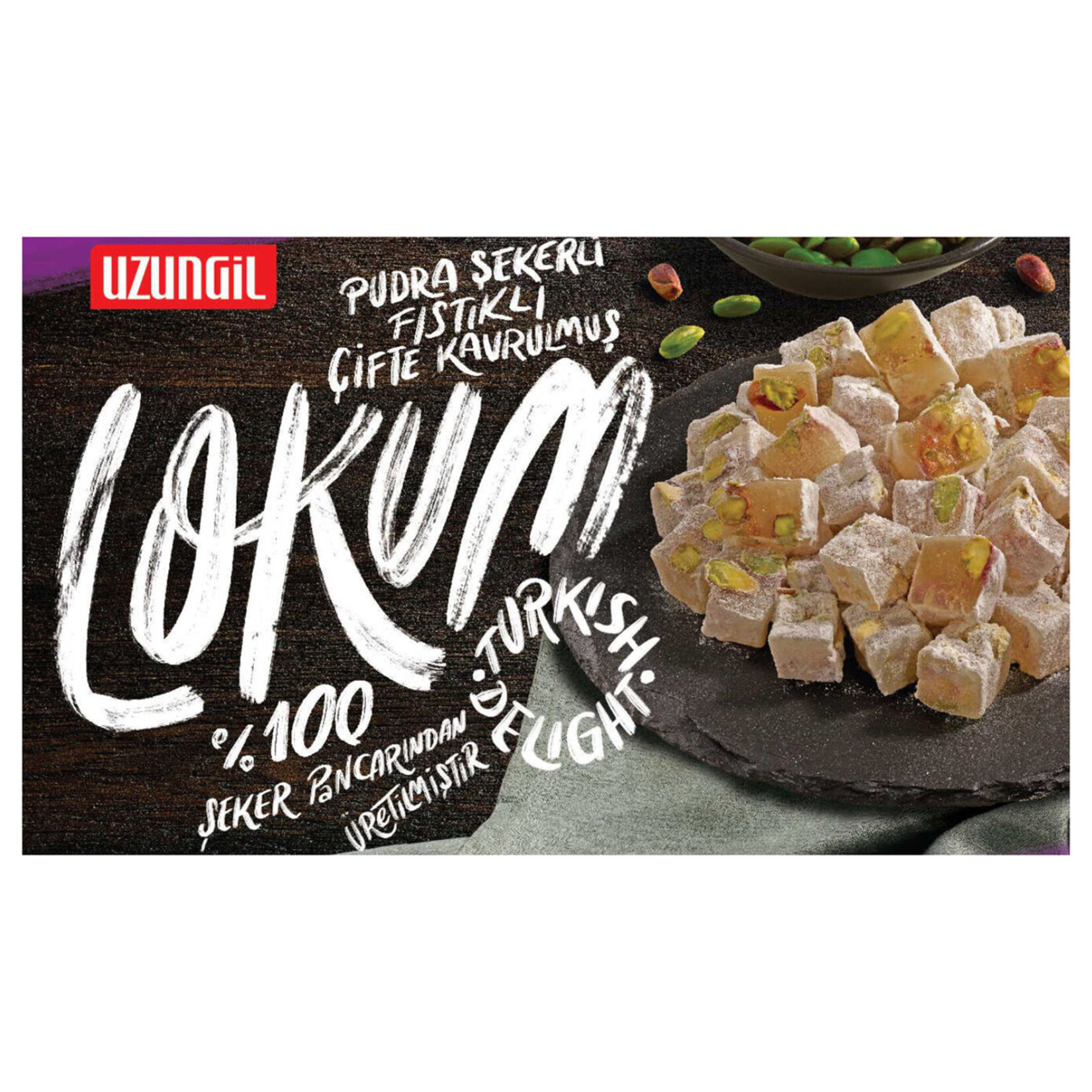 Uzungil Pudra Şekerli Çifte Kavrulmuş Fıstıklı Lokum 380G