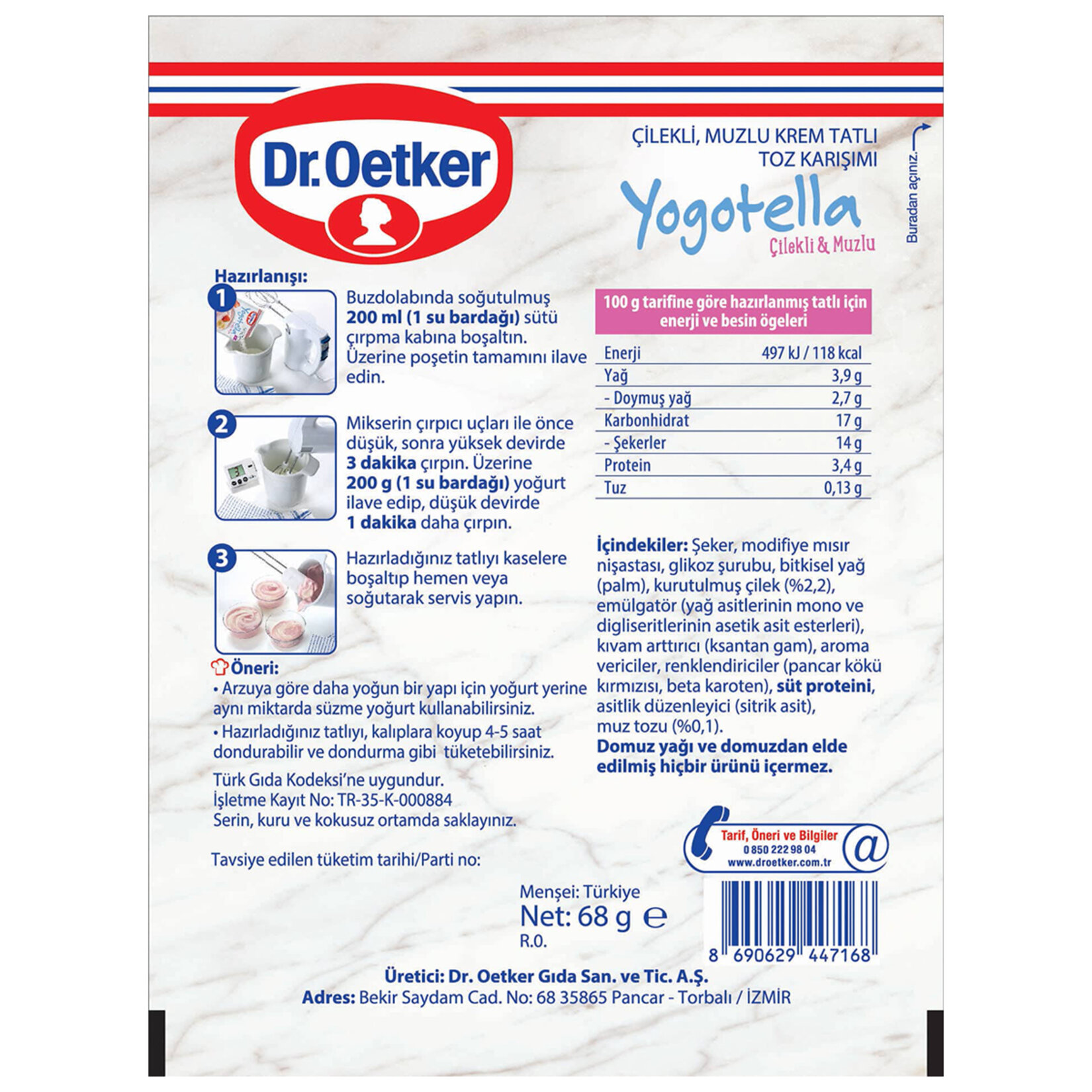 Dr.Oetker Yogotella Çilekli & Muzlu 68 G - Görsel 2