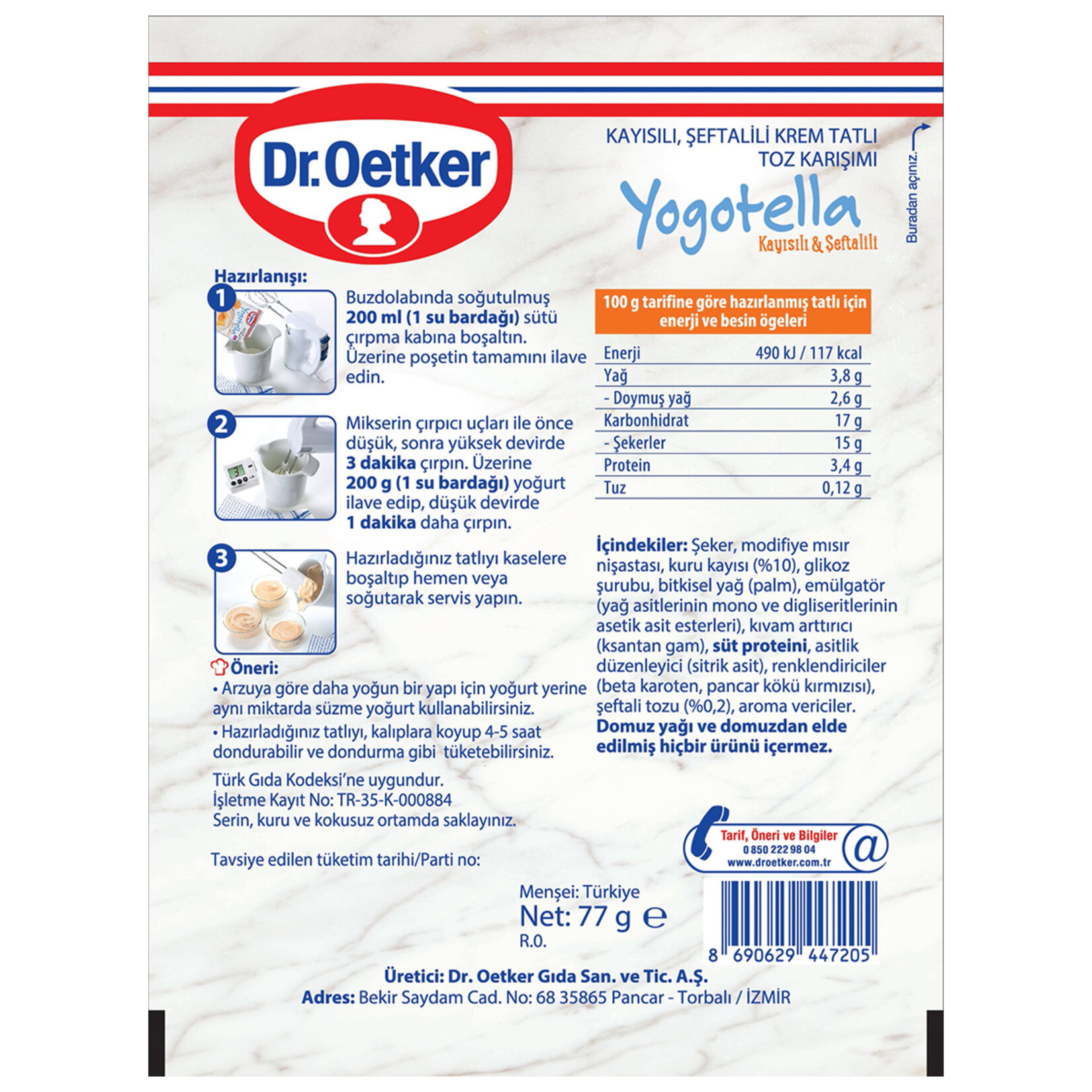 Dr.Oetker Yogotella Kayısılı & Şeftalili 77 G - Görsel 2