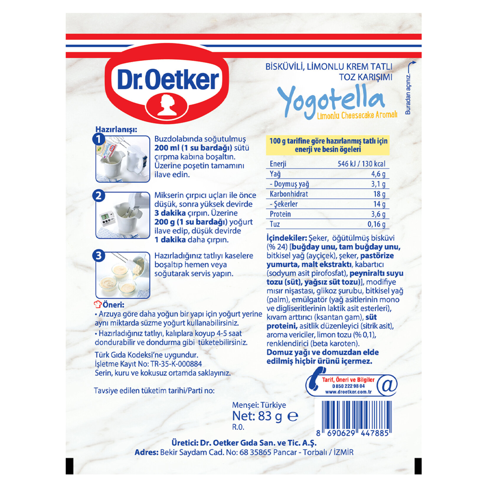 Dr.Oetker Limonlu Cheesecake Aromalı Yogotella 83 G - Görsel 2