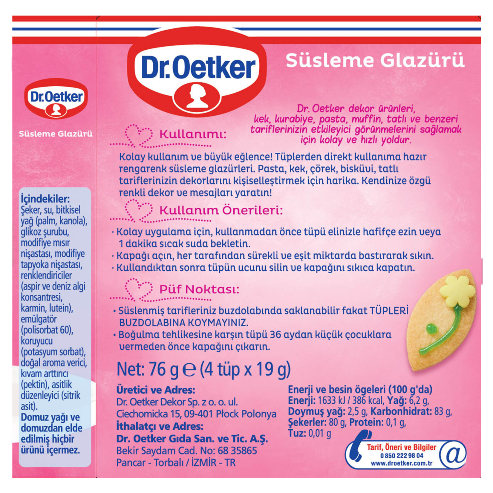 Dr.Oetker Süsleme Glazürü 19 x 4 G - Görsel 3