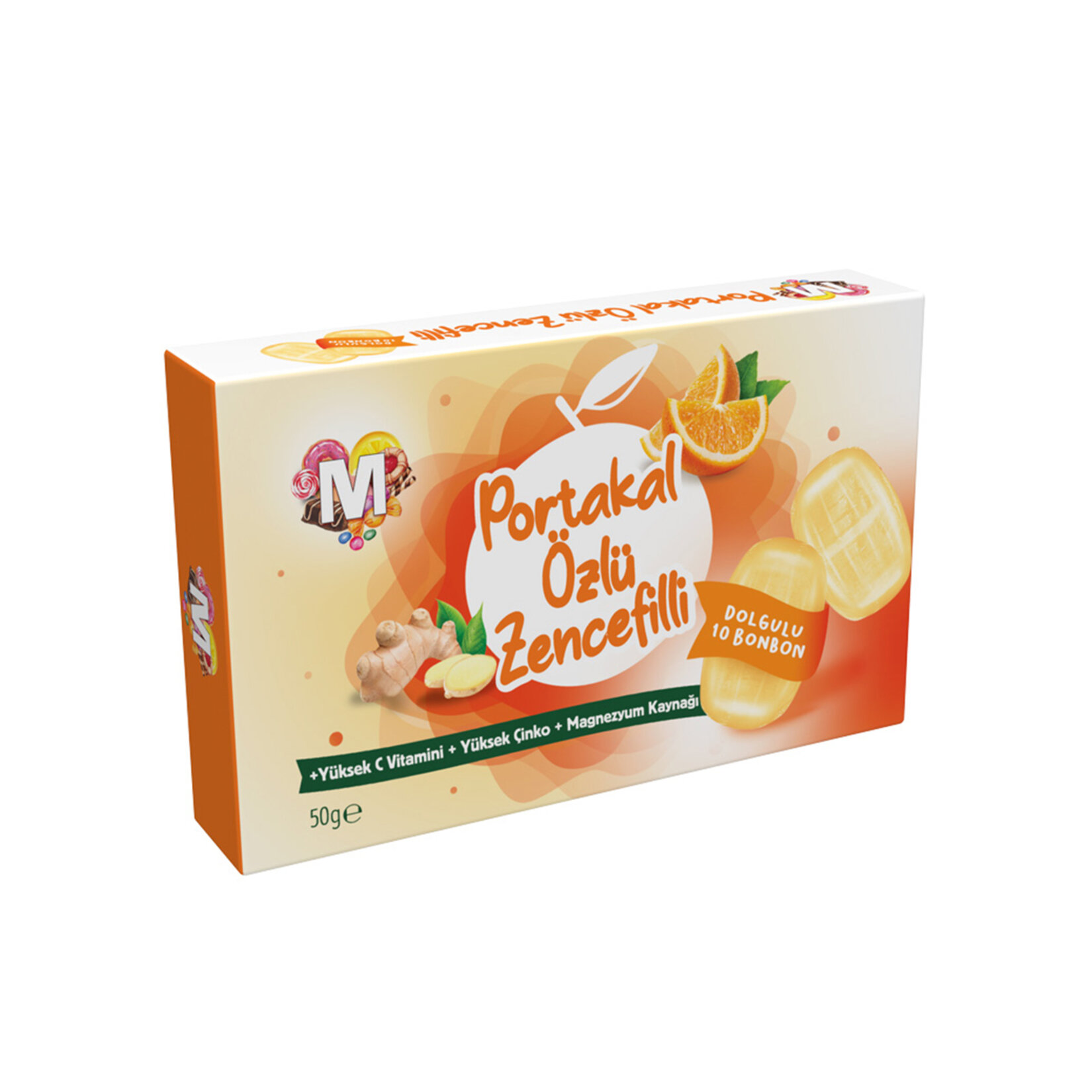 Migros Portakal Özlü Zencefilli Bonbon Şeker 50 G