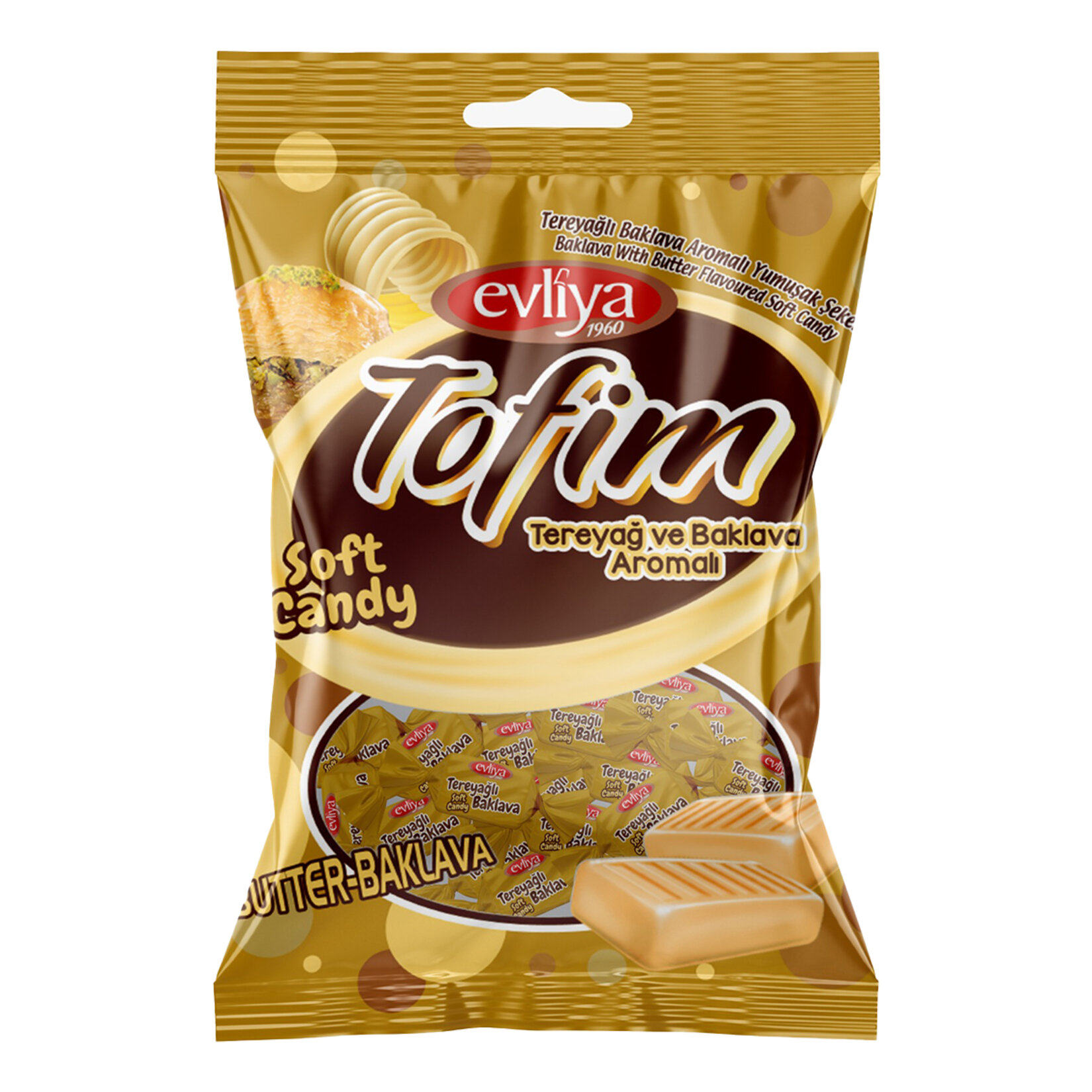 Evliya Tofim Tereyağlı Baklava Aromalı Yumuşak Şeker 350 G