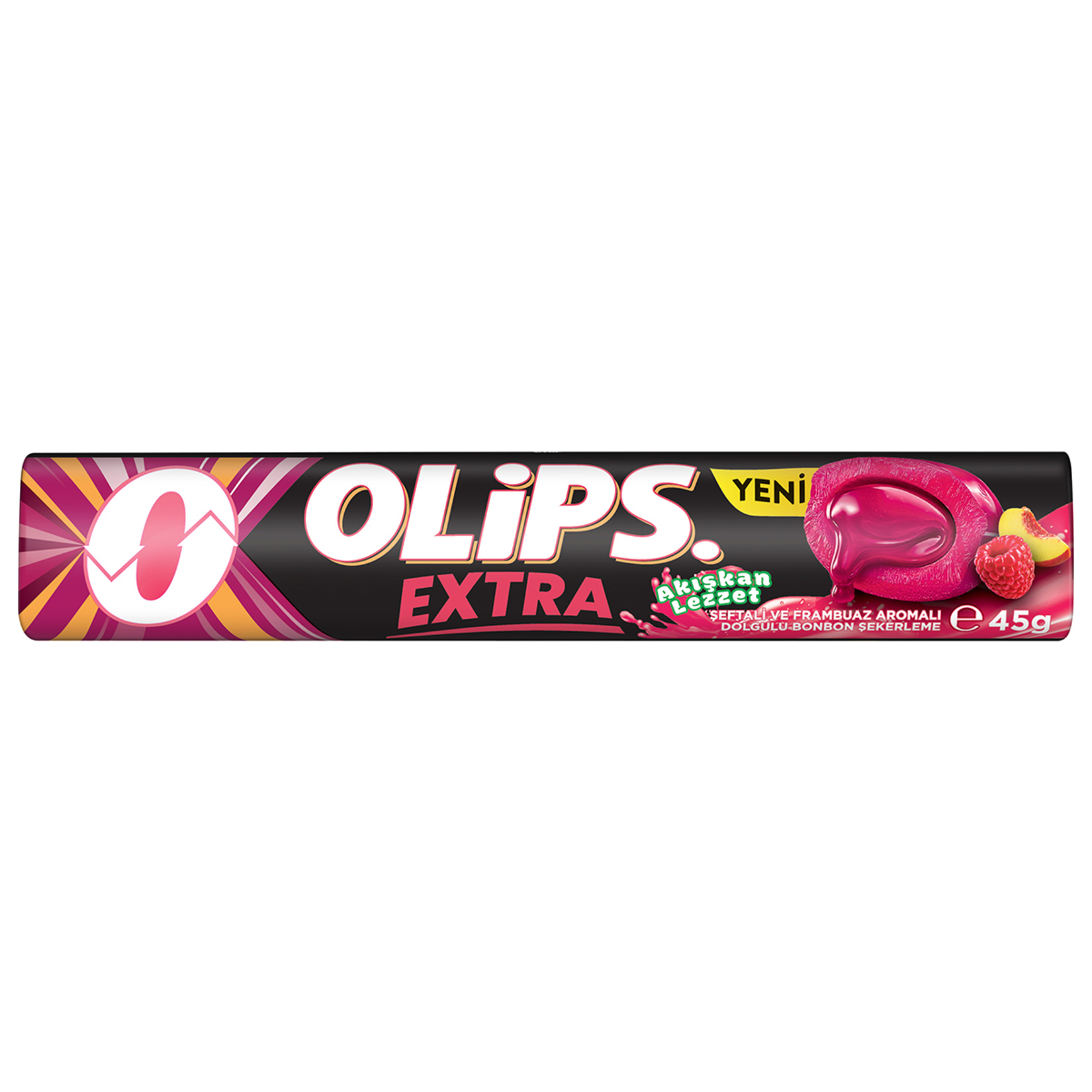 Olips Extra Şeftali & Frambuaz Aroma Dolgulu Bonbon Şeker 45 G