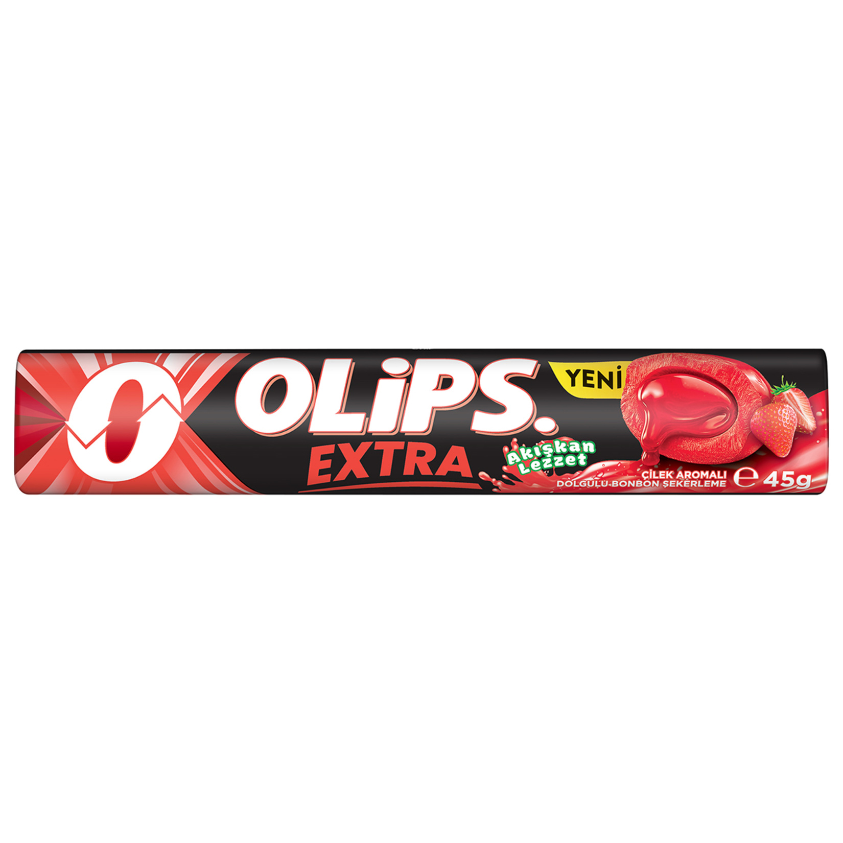 Olips Extra Çilek Aroma Dolgulu Bonbon Şekerleme 45 G