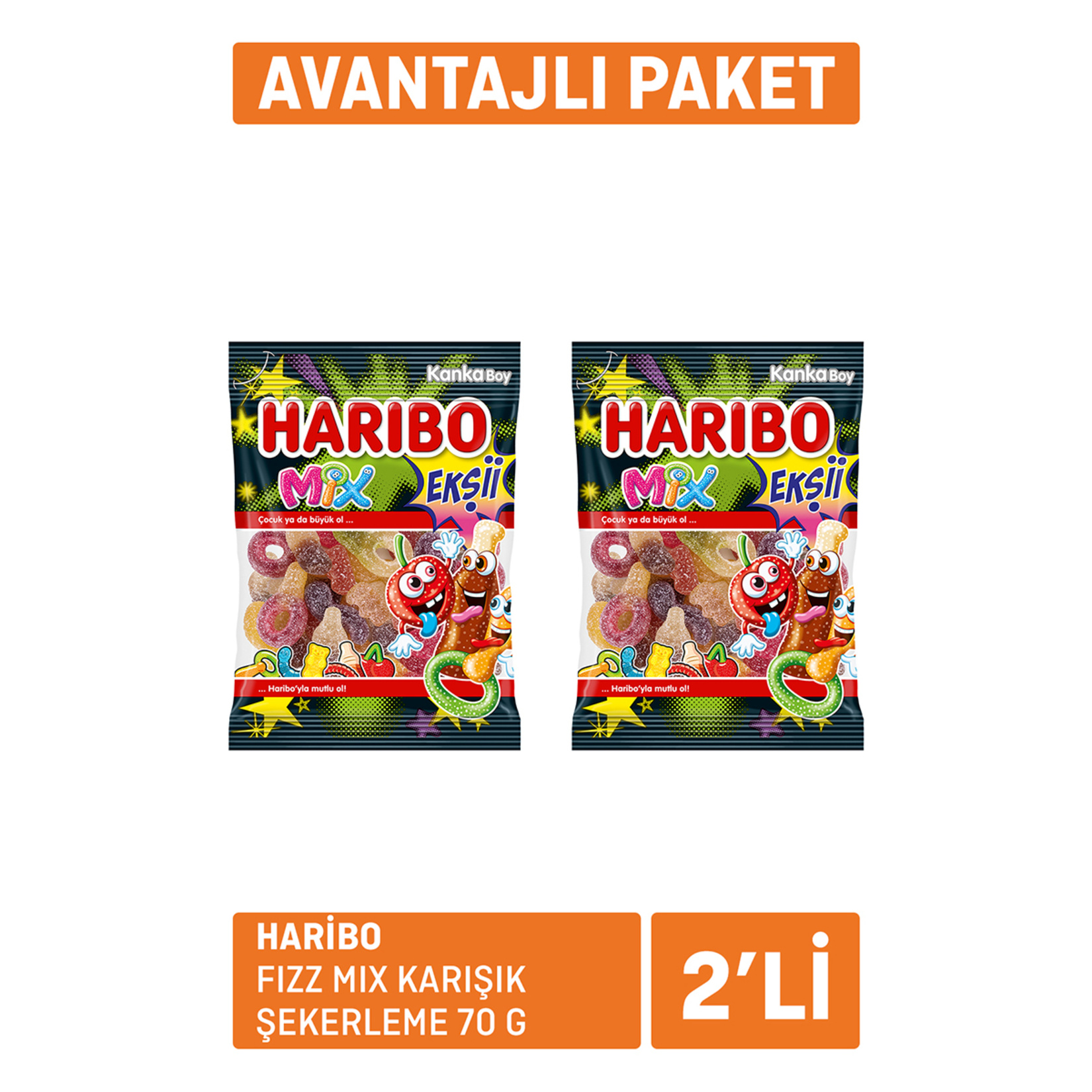 Haribo Fizz Mix Karışık Şekerleme 2 x 70 G