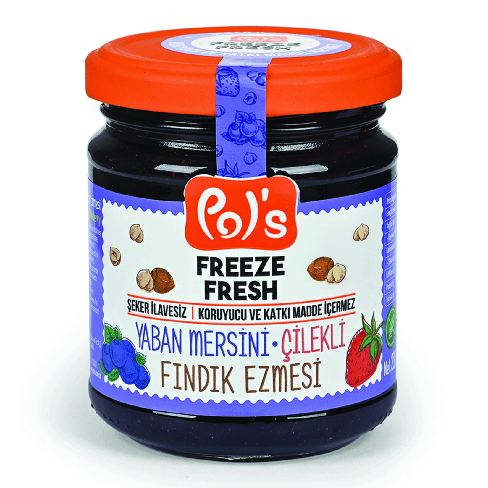Pol's Freeze Fresh Yaban Mersinli Çilekli Fındık Ezmesi 210 G - Görsel 1