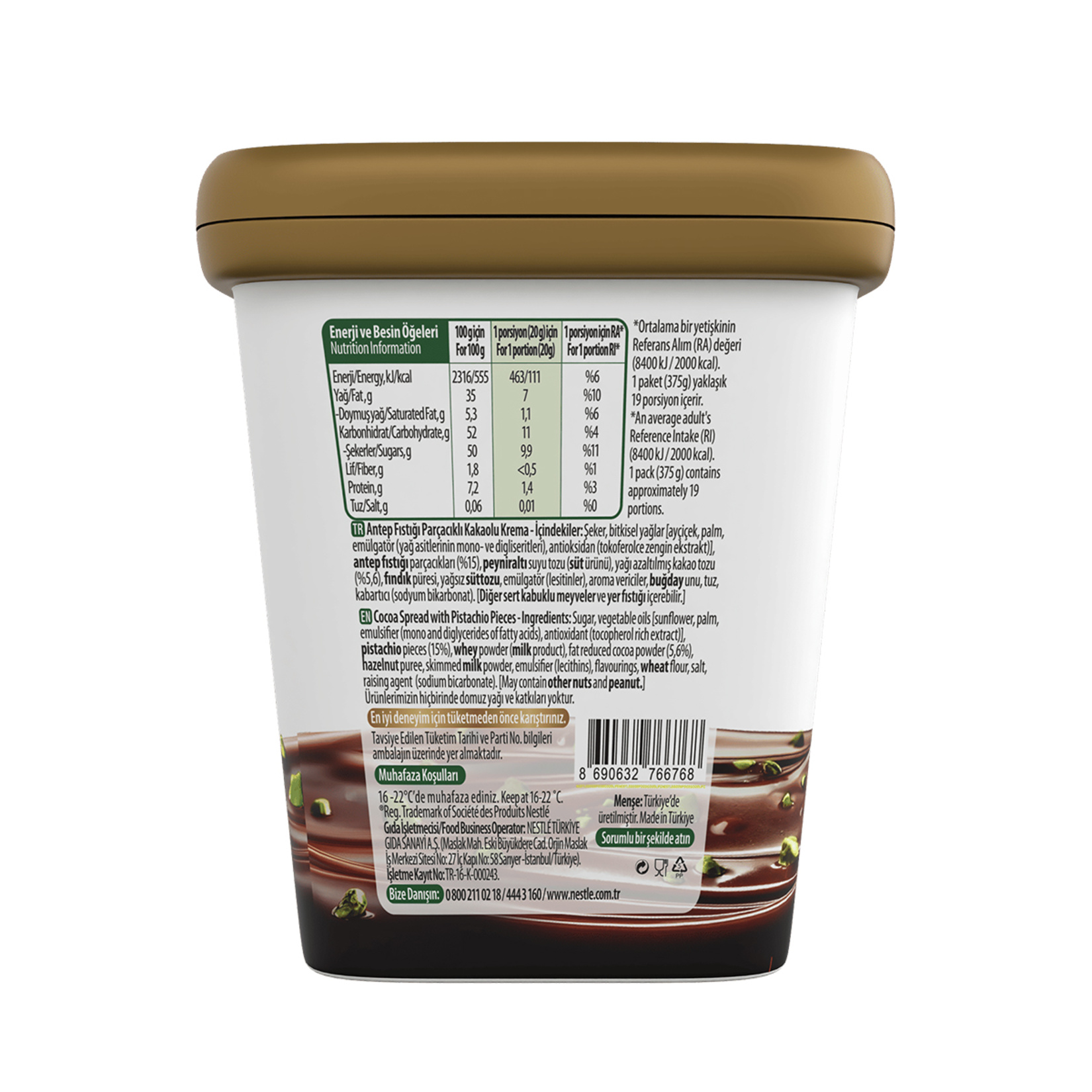 Nestle Damak Antep Fıstığı Parçalı Kakaolu Krema 375 G - Görsel 2