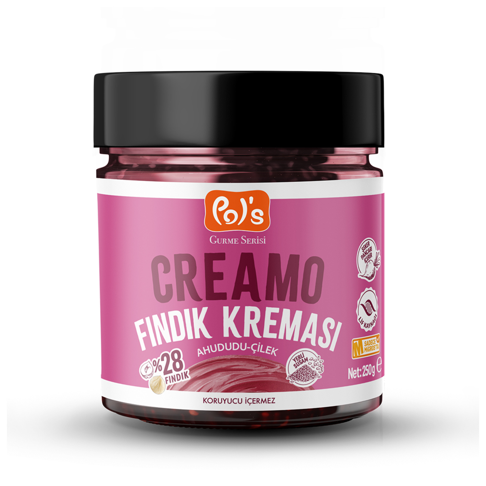 Pol's Gurme Serisi Creamo Ahududu Çilek Fındık Kreması 250 G