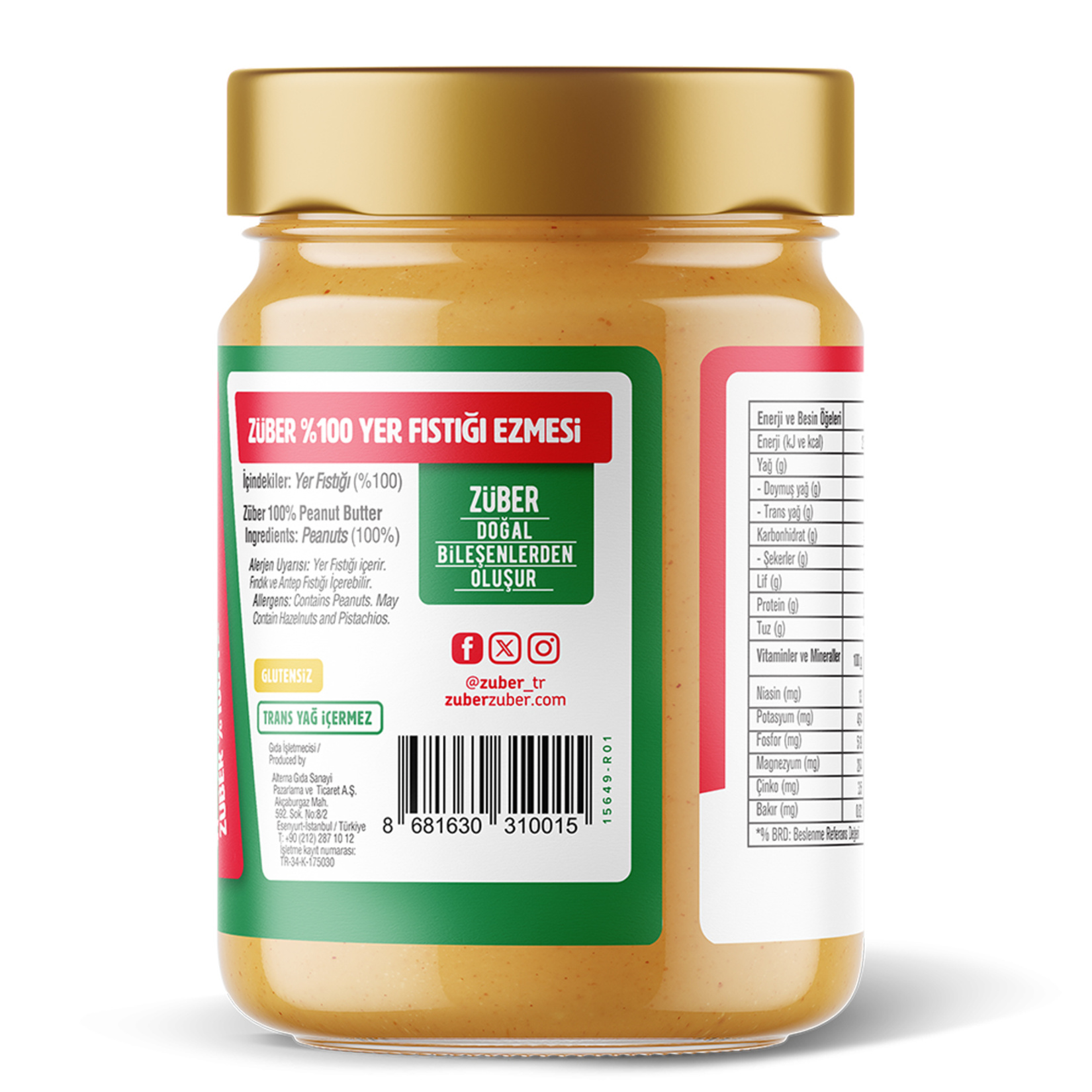 Züber %100 Fıstık Ezmesi 315 G - Görsel 3