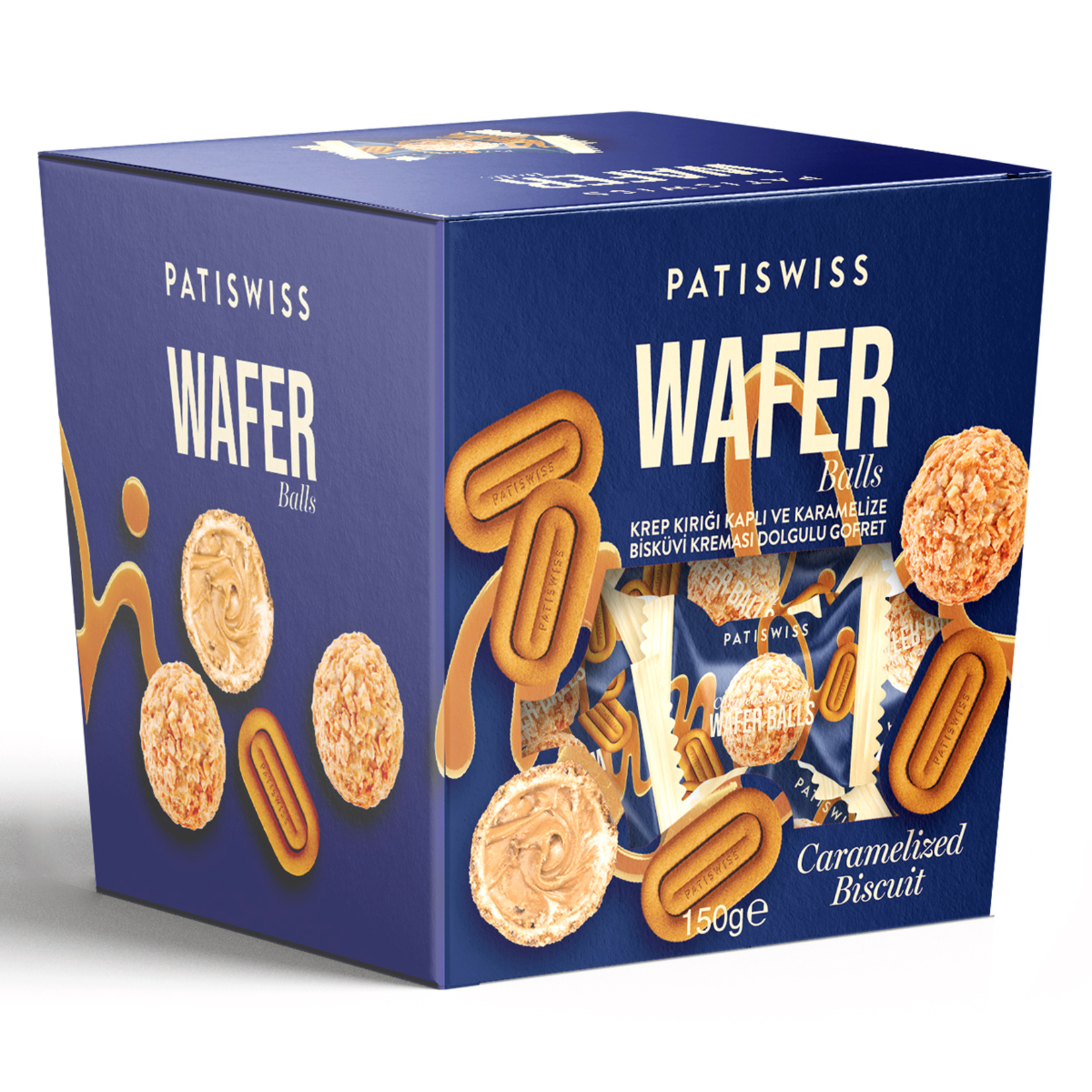 Patiswiss Krep Kırığı Kaplı & Karamelize Bisküvi Gofret 150 G
