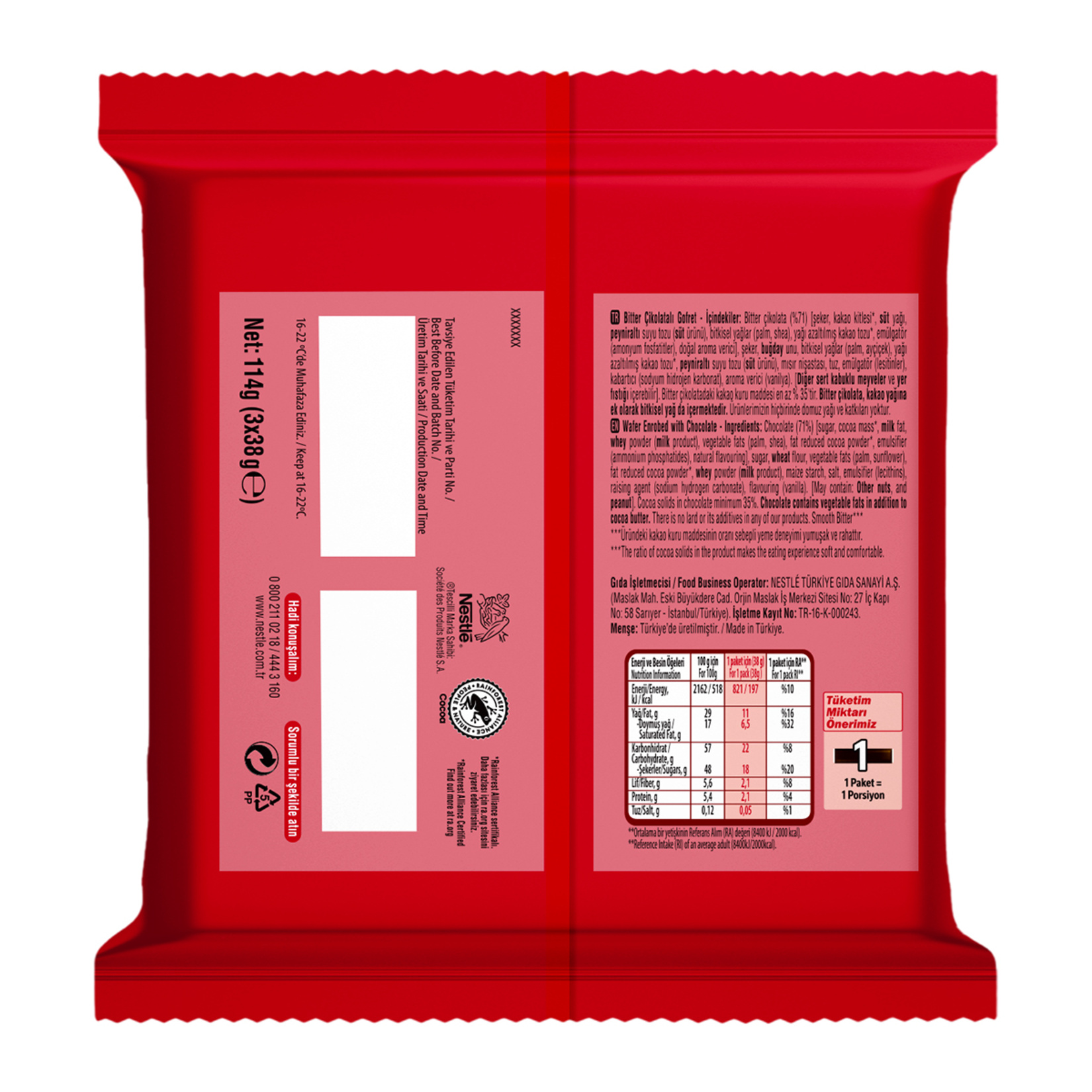 Nestle Kitkat Chunky Smooth Bitter 3'lü 3 x 38 G - Görsel 2