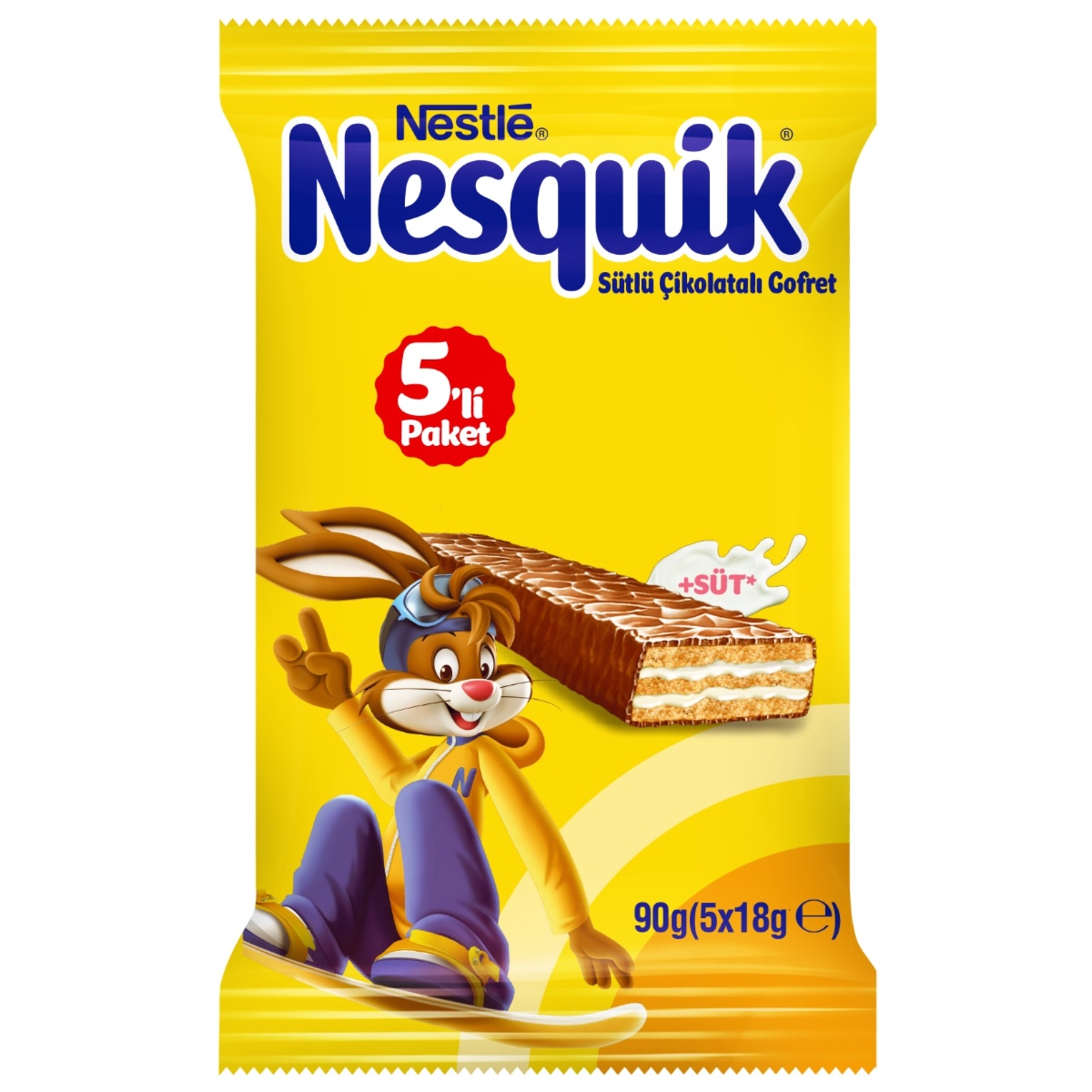 Nesquik Sütlü Çikolatalı Gofret 5 x 18 G - Görsel 1
