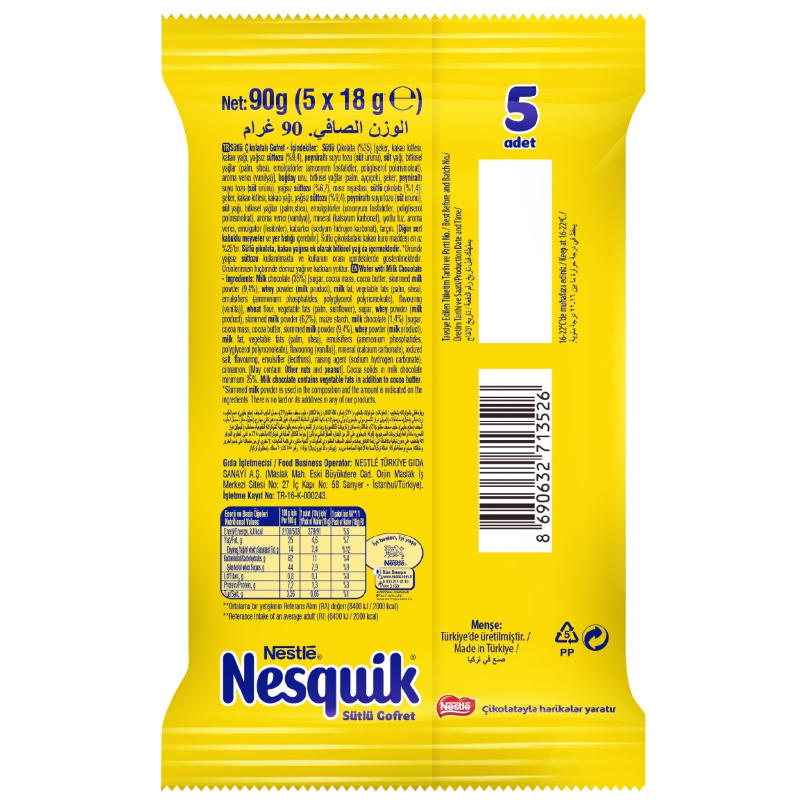 Nesquik Sütlü Çikolatalı Gofret 5 x 18 G - Görsel 2
