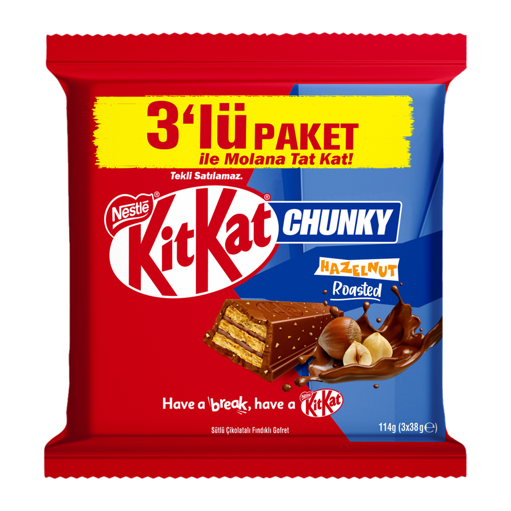 Nestle Kitkat Chunky Hazelnut 3'lü 3 x 38 G - Görsel 1
